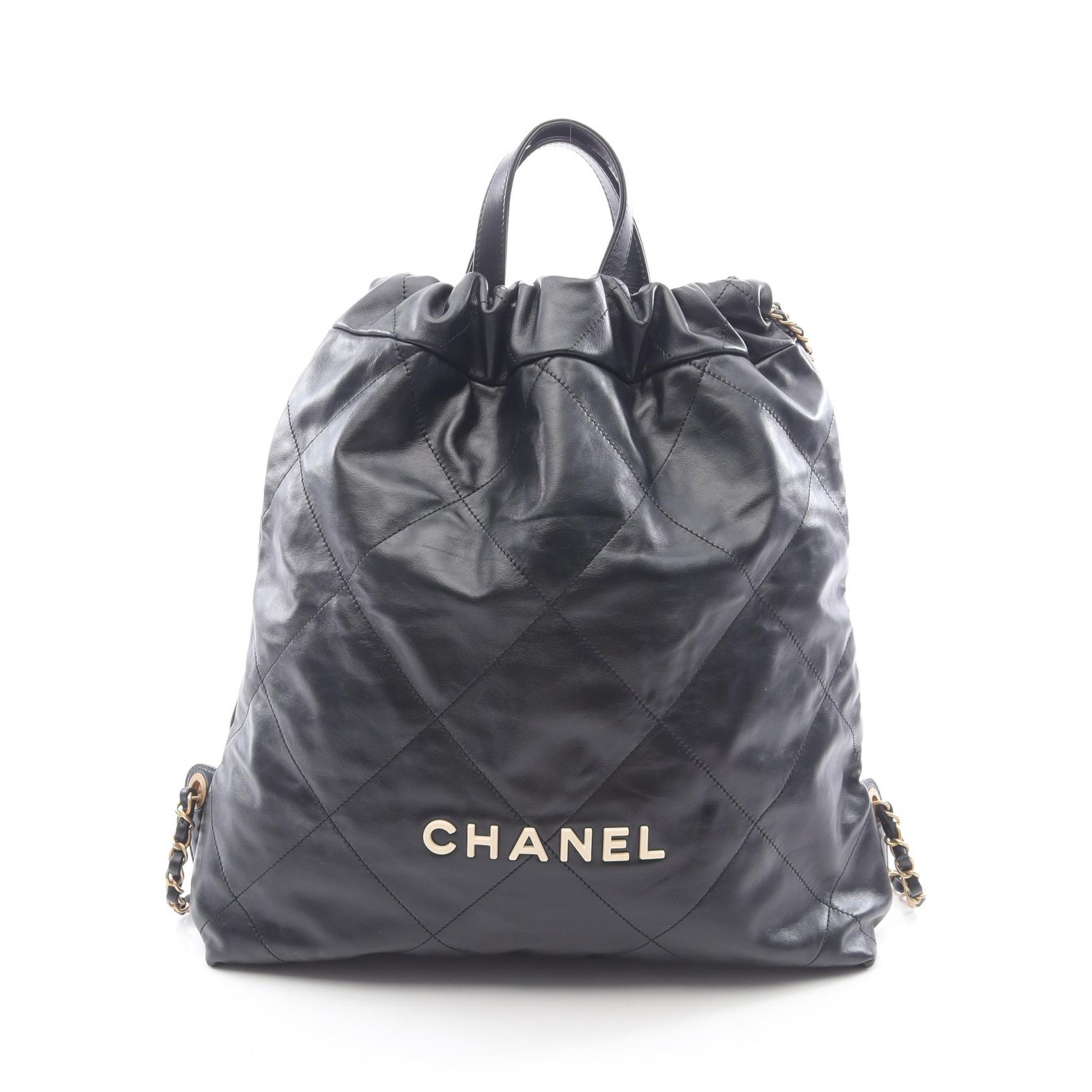 【3万円OFFクーポン対象】シャネル CHANEL シャネル 22 ラージ リュックサック バックパック バッグ レザー レディース ブラック系 AS3313 【中古】
