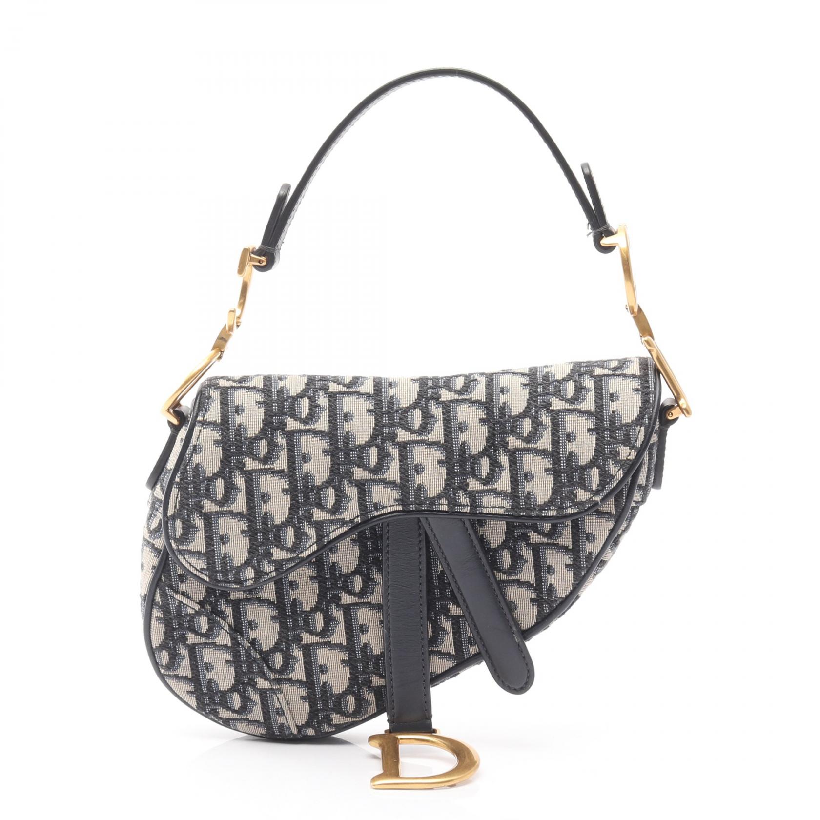 ≪5%OFFクーポン＆まとめ買い10% ～7/26 9:59〆≫ディオール Dior サドルバッグ ミニ オブリークジャカード ハンドバッグ バッグ キャンバス レザー レディース ベージュ系 / ブラック系 / ネイビー系 【中古】｜BRANDOFF TOKYO 184,000円