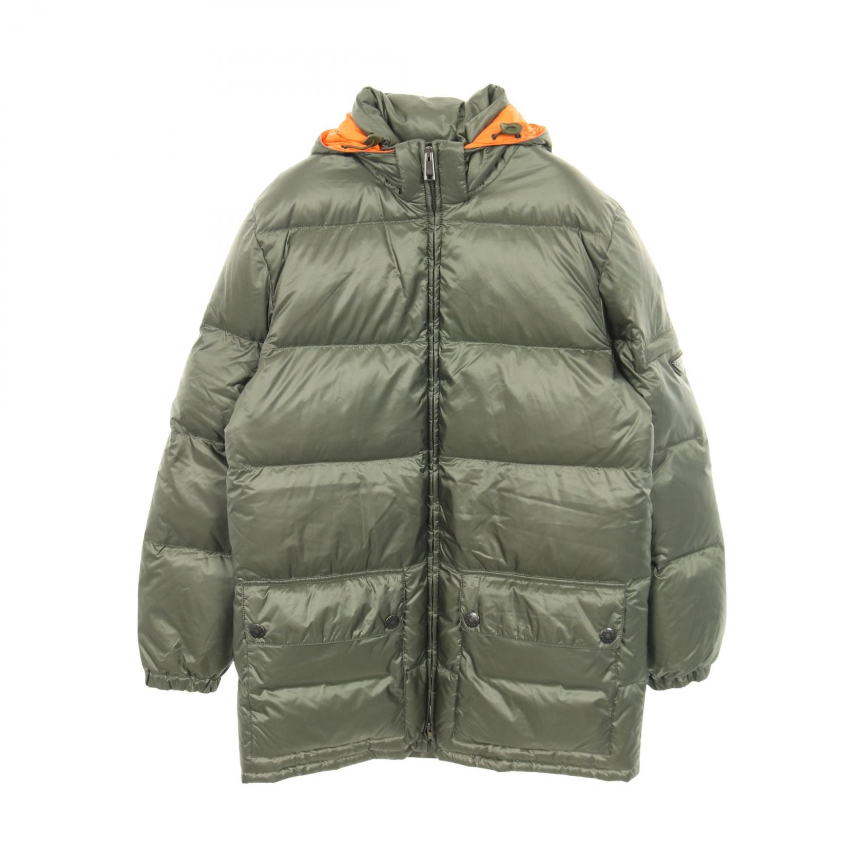 【5千円OFFクーポン対象】プラダ PRADA ダウンジャケット 衣料品 アウター ナイロン メンズ カーキ系 / オレンジ系 SGB857 【中古】