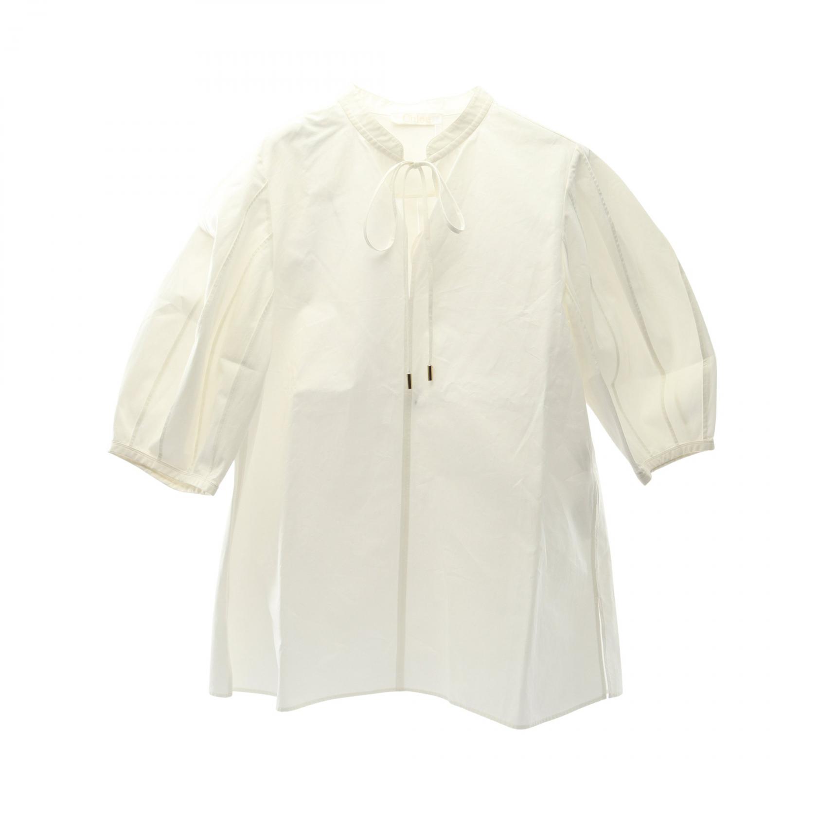 ≪5%OFFクーポン＆まとめ買い10% ～7/26 9:59〆≫クロエ Chloe タイネック オーガニックコットンポプリン ブラウス 衣料品 トップス コットン レディース ホワイト系 CHC24SHT1814124U38 【新品】｜BRANDOFF TOKYO 39,000円