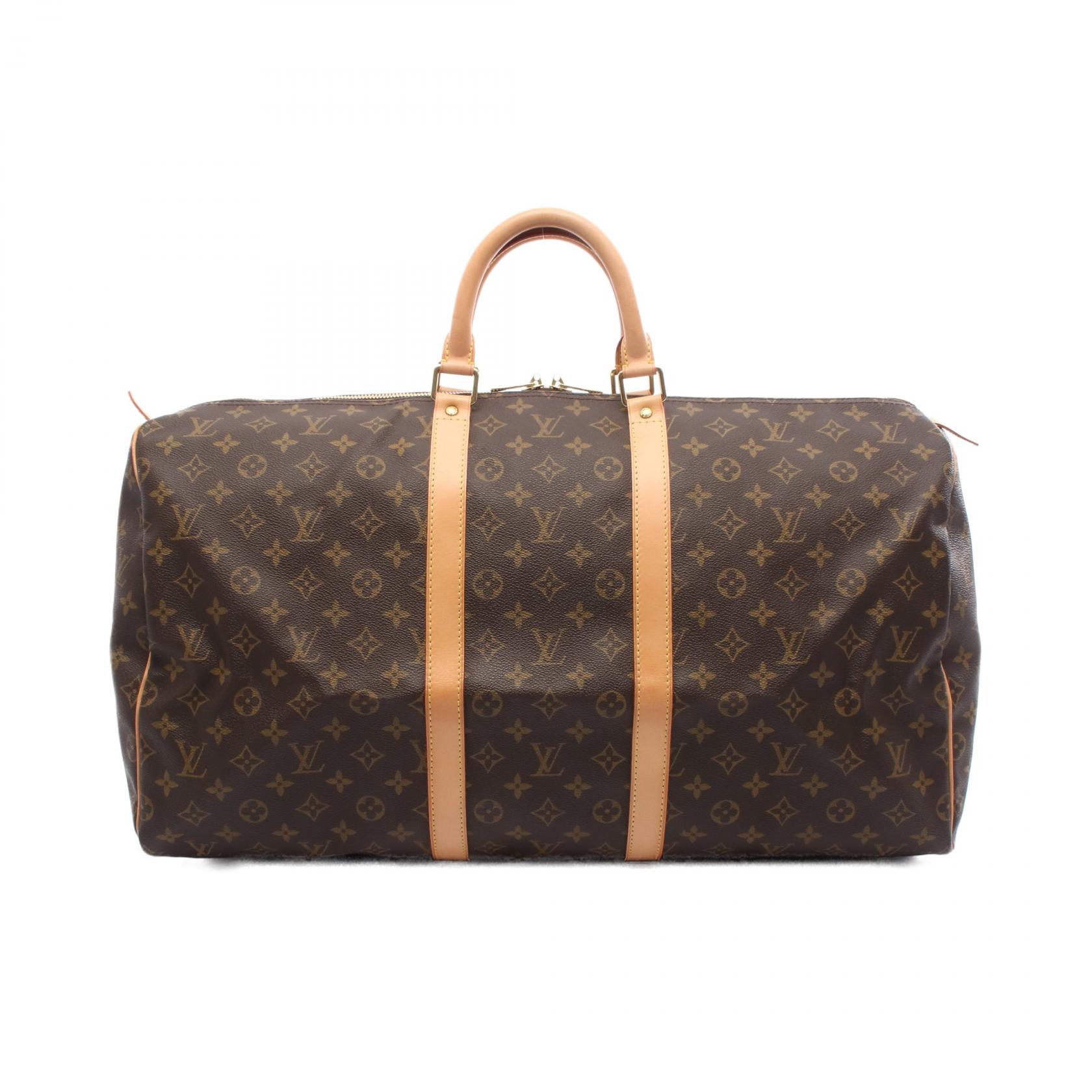 【5千円OFFクーポン対象】ルイ・ヴィトン LOUIS VUITTON キーポル55 ボストンバッグ バッグ PVCコーティングキャンバス レザー モノグラム メンズ レディース ブラウン系 M41424 【中古】