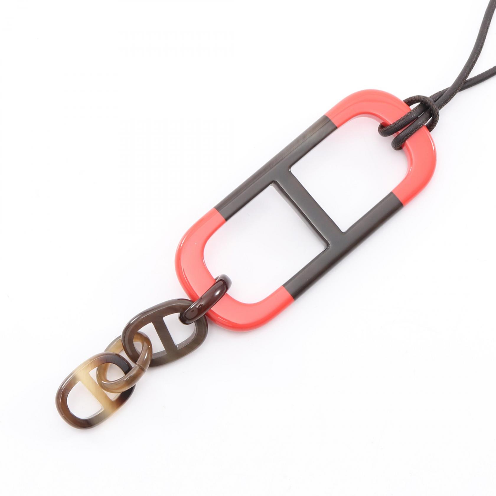 エルメス HERMES アマール ネックレス ジュエリー レザー バッファローホーン レディース レッド系 / ブラウン系 【中古】