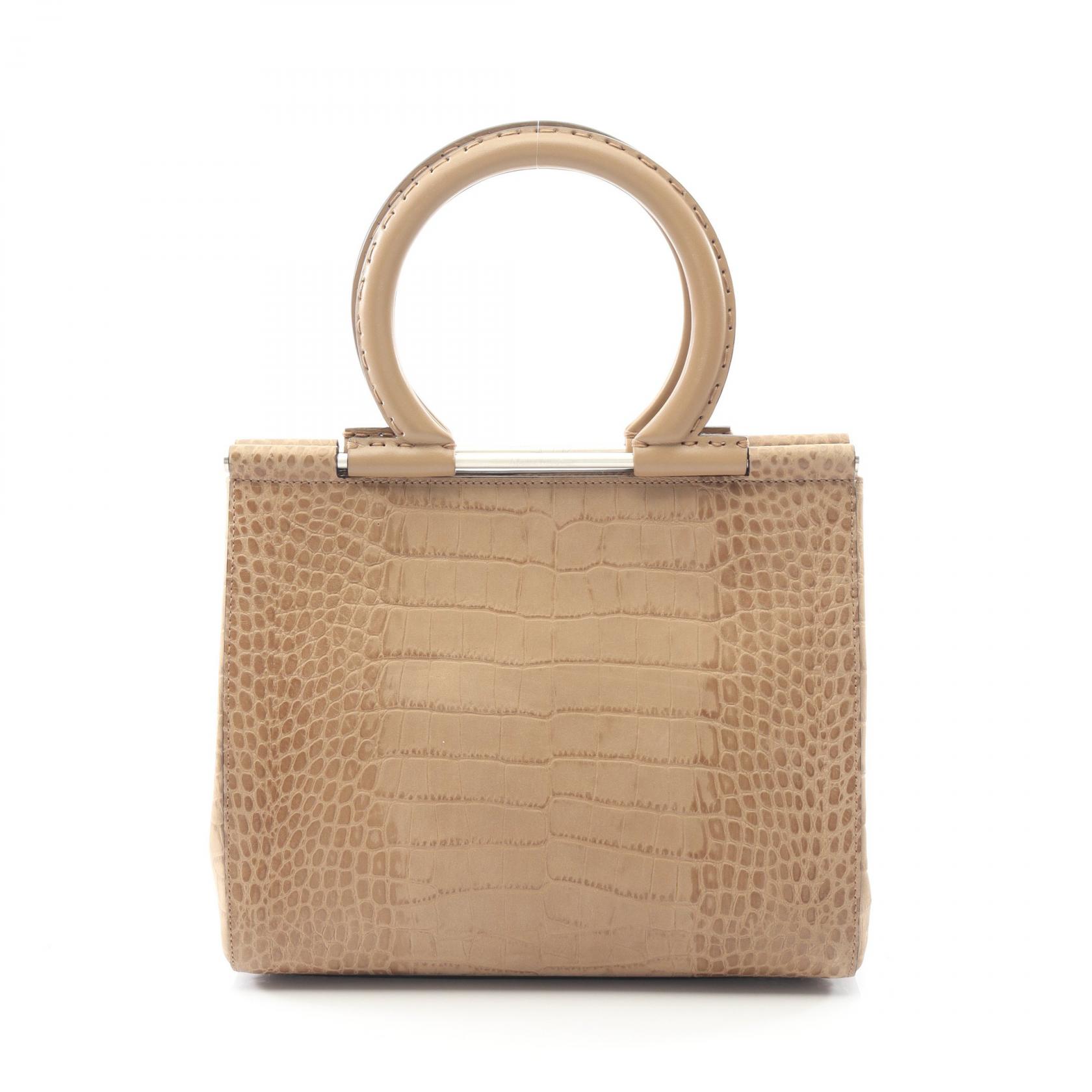 ≪5％OFFクーポン対象＆まとめ買い10%OFF≫サルヴァトーレフェラガモ Salvatore Ferragamo ガンチーニ ハンドバッグ バッグ レザー レディース ベージュ系 AU-21 3761 【中古】