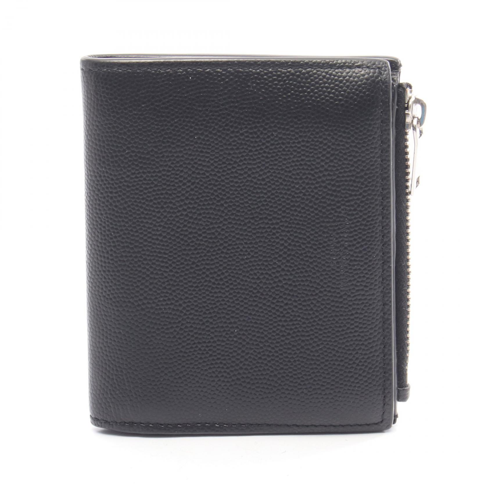 ≪5%OFFクーポン&まとめ買い10% ~7/26 9:59〆≫サンローランパリ SAINT LAURENT PARIS 二つ折り財布 財布 レザー メンズ ブラック系 【中古】|BRANDOFF TOKYO