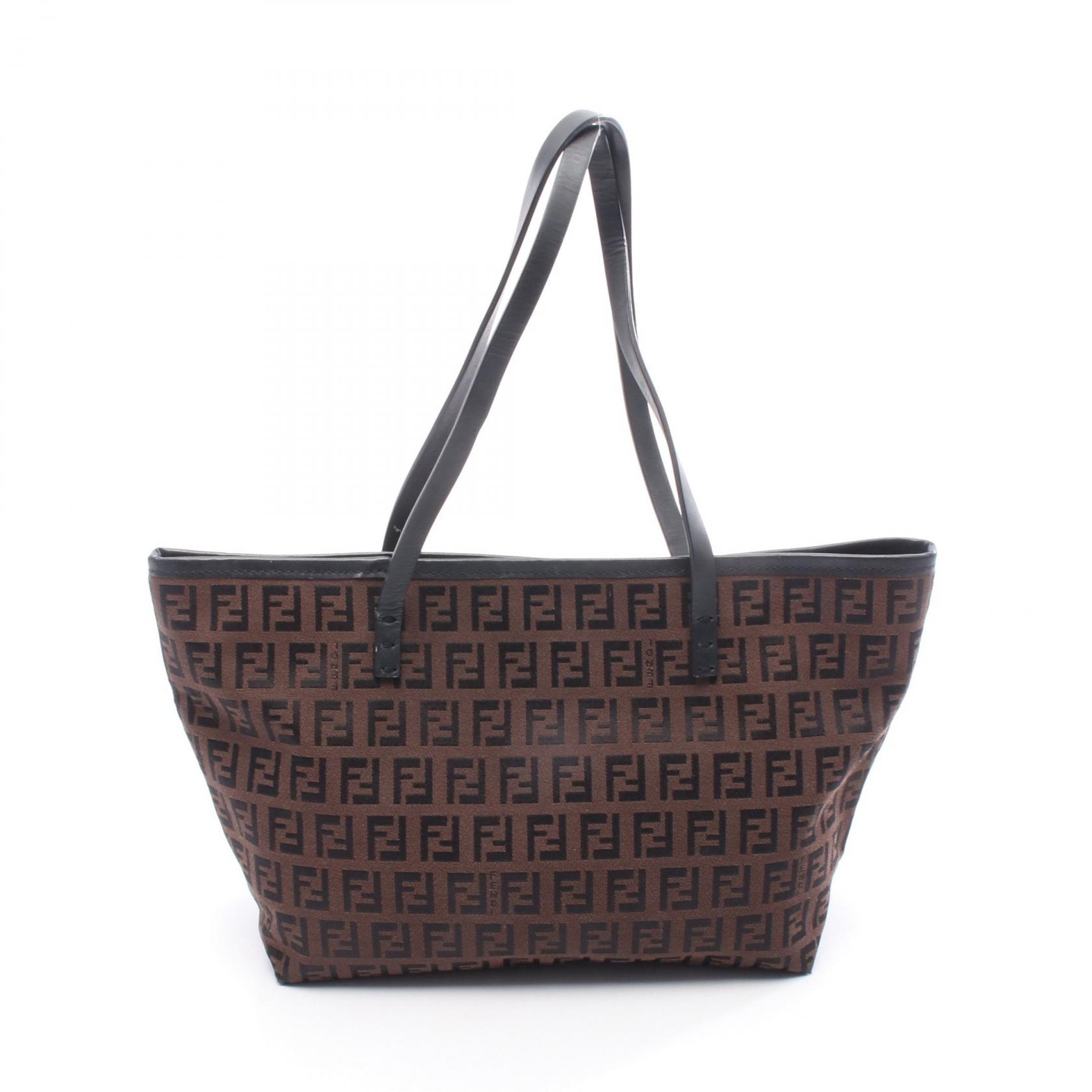 フェンディ FENDI ズッキーノ トートバッグ バッグ キャンバス レザー レディース ブラウン系 / ブラック系 8BH075 【中古】|BRANDOFF TOKYO