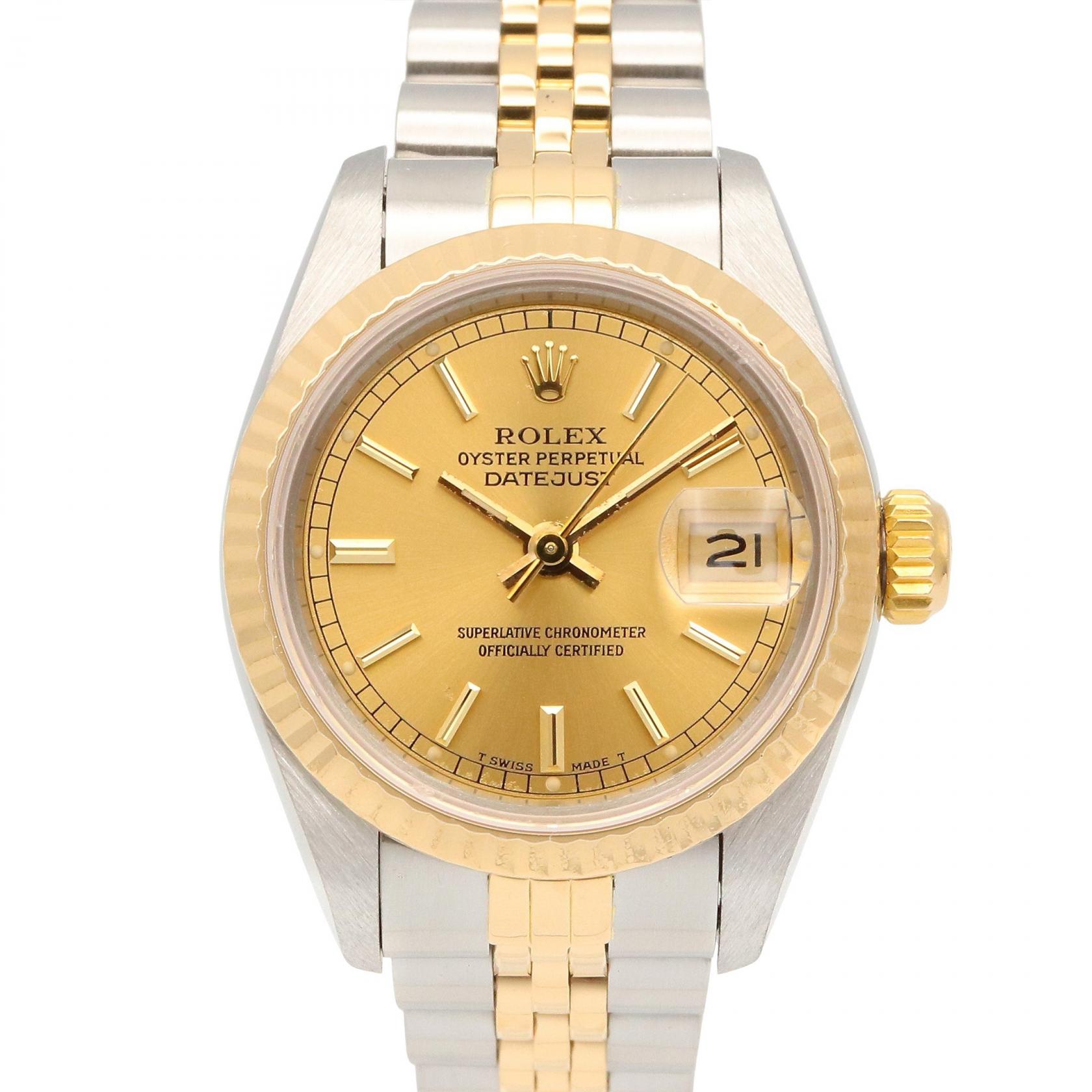 【3万円OFFクーポン対象】ロレックス ROLEX デイトジャスト 腕時計 時計 K18（イエローゴールド） ステンレススチール レディース ホワイト系 / ゴールド系 69173 【中古】