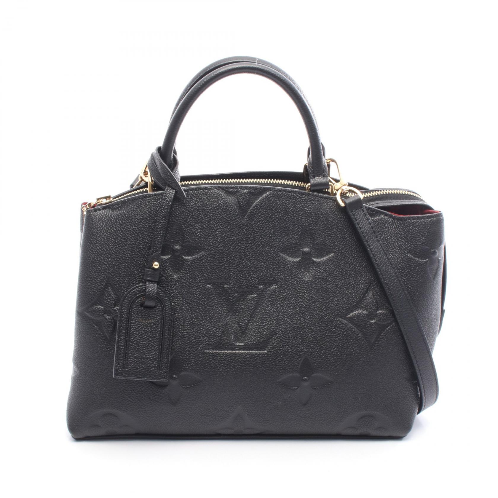 ≪5%OFFクーポン＆まとめ買い10% ～7/26 9:59〆≫ルイ・ヴィトン LOUIS VUITTON プティ パレPM ハンドバッグ バッグ レザー モノグラム・アンプラント レディース ブラック系 M58916 【中古】｜BRANDOFF TOKYO