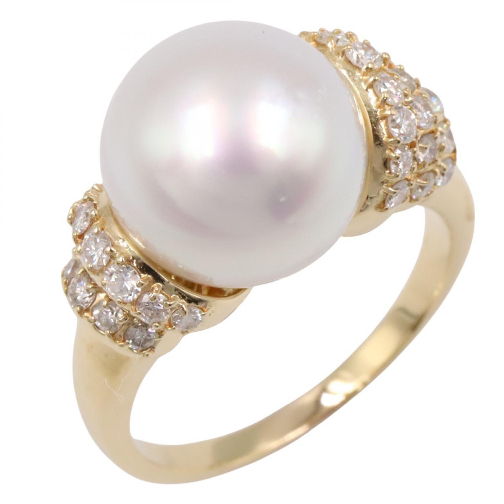 【ポイント5倍｜4/18 0:00～4/20 23:59】ジュエリー JEWELRY パール ダイヤモンド リング リング・指輪 ジュエリー K18（イエローゴールド） ダイヤモンド パール レディース ゴールド系 / ホワイト系 / クリア系 ﾊﾟｰﾙ 8.0g 【中古】