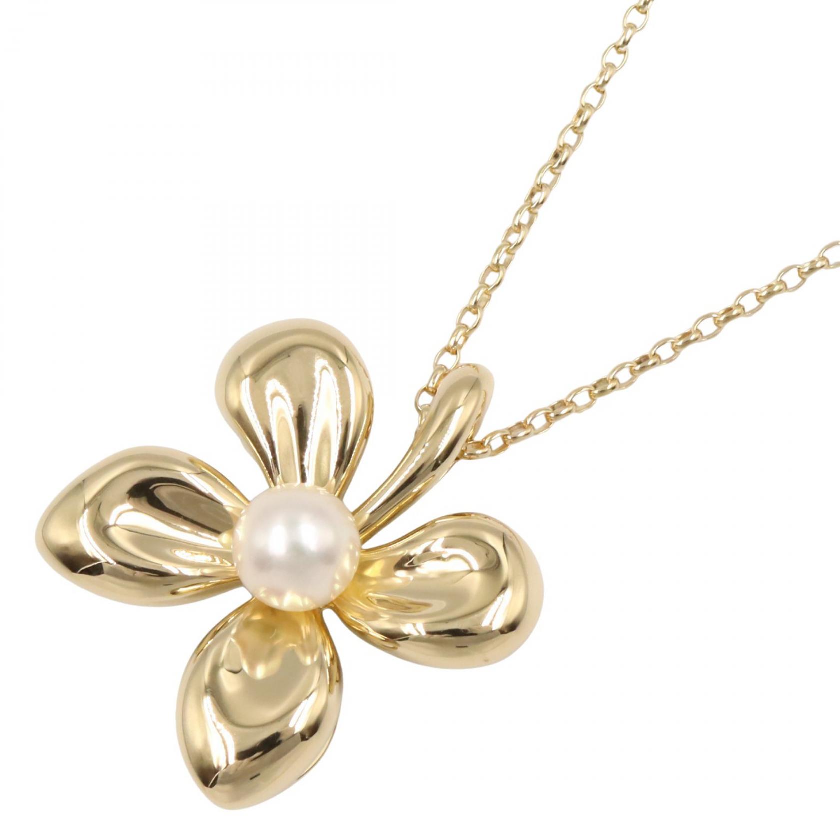 【ポイント5倍|4/18 0:00~4/20 23:59】ミキモト MIKIMOTO アコヤパール ネックレス ネックレス ジュエリー K18(イエローゴールド) パール レディース ゴールド系 / ホワイト系 【中古】