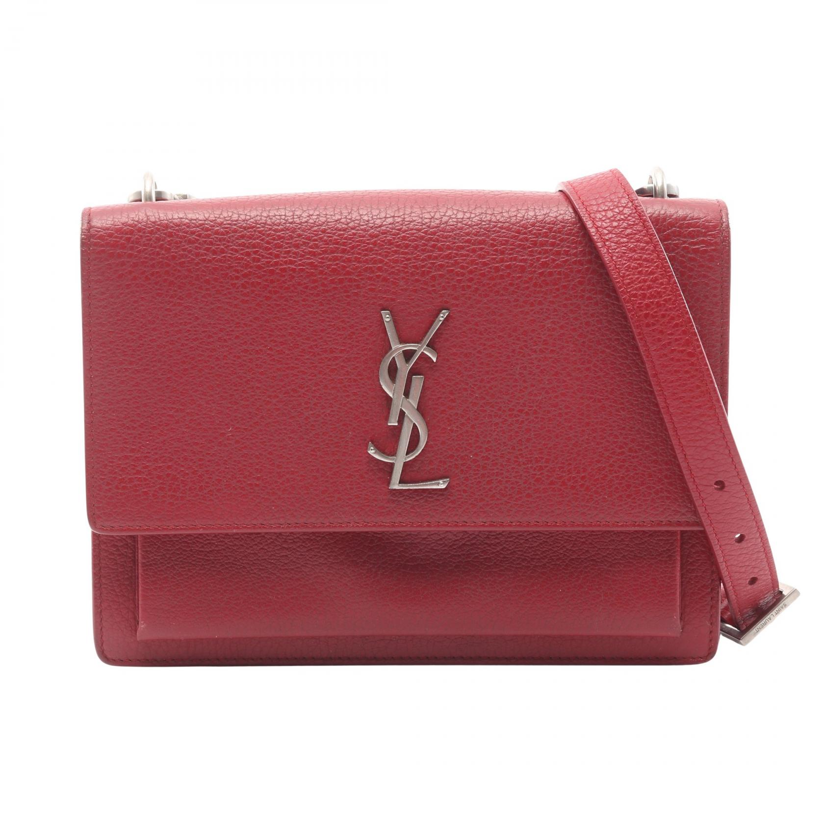 【ポイント5倍｜4/18 0:00～4/20 23:59】サンローランパリ SAINT LAURENT PARIS サンセット ミディアム ショルダーバッグ バッグ レザー レディース レッド系 464673 【中古】
