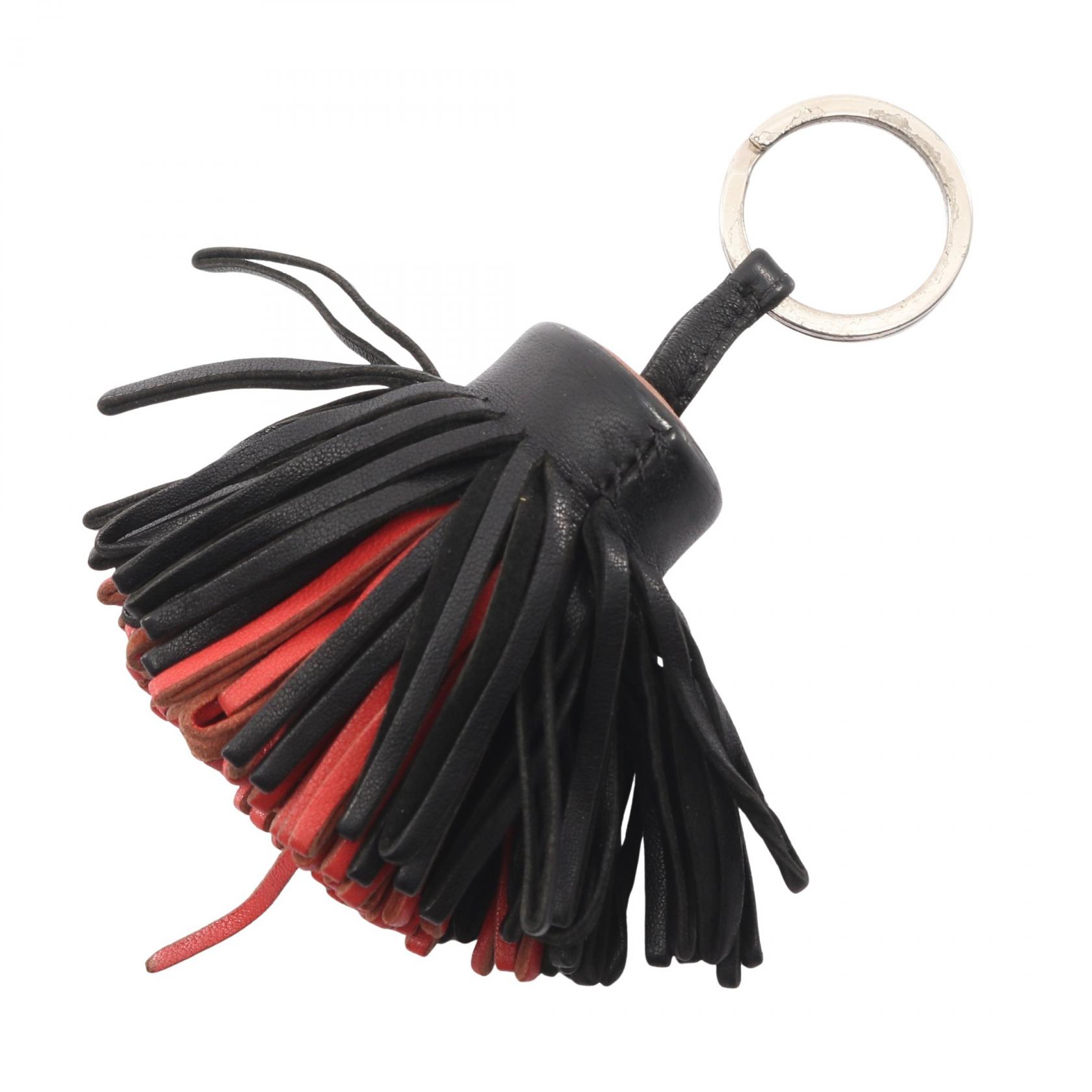 【ポイント5倍｜4/18 0:00～4/20 23:59】エルメス HERMES カルメン キーホルダー アクセサリー レザー アミョーミロ レディース ブラック系 / レッド系 【中古】