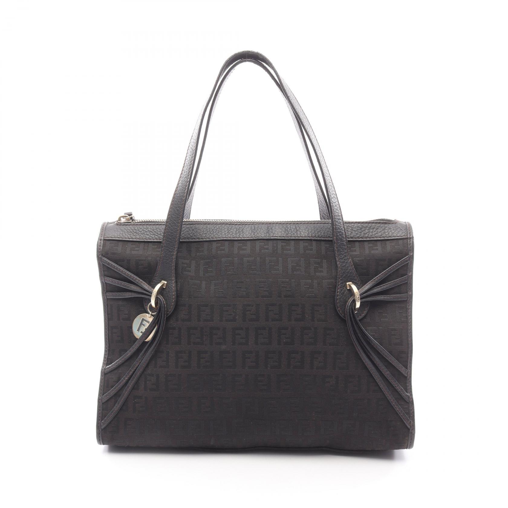 フェンディ FENDI ズッキーノ ハンドバッグ バッグ キャンバス レザー レディース ブラウン系 / ブラック系 【中古】｜BRANDOFF TOKYO