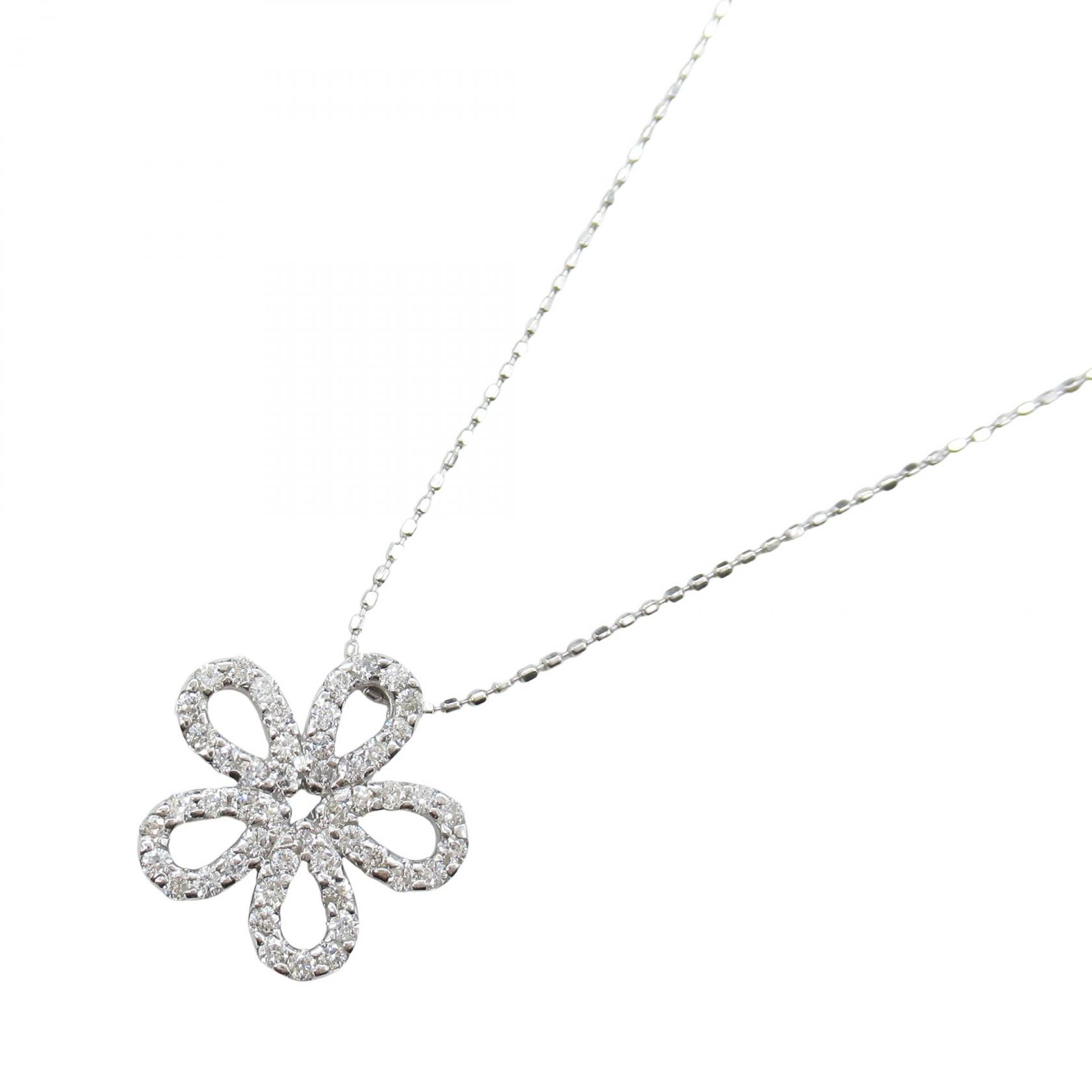 ≪5％OFFクーポン対象＆まとめ買い10%OFF≫ジュエリー JEWELRY ダイヤモンド ネックレス ネックレス ジュエリー K18WG（ホワイトゴールド） ダイヤモンド レディース シルバー系 / クリア系 ﾀﾞｲﾔ 3.3g 【中古】
