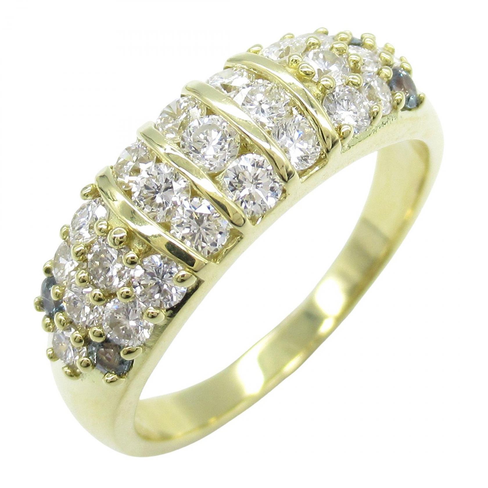 ジュエリー JEWELRY アレキサンドライト ダイヤモンド リング リング・指輪 ジュエリー K18（イエローゴールド） ダイヤモンド アレキサンドライト レディース ゴールド系 / グリーン系 / クリア系 ﾀﾞｲﾔ/ｱﾚｷｻﾝﾄﾞﾗｲﾄ 5.2g 【中古】