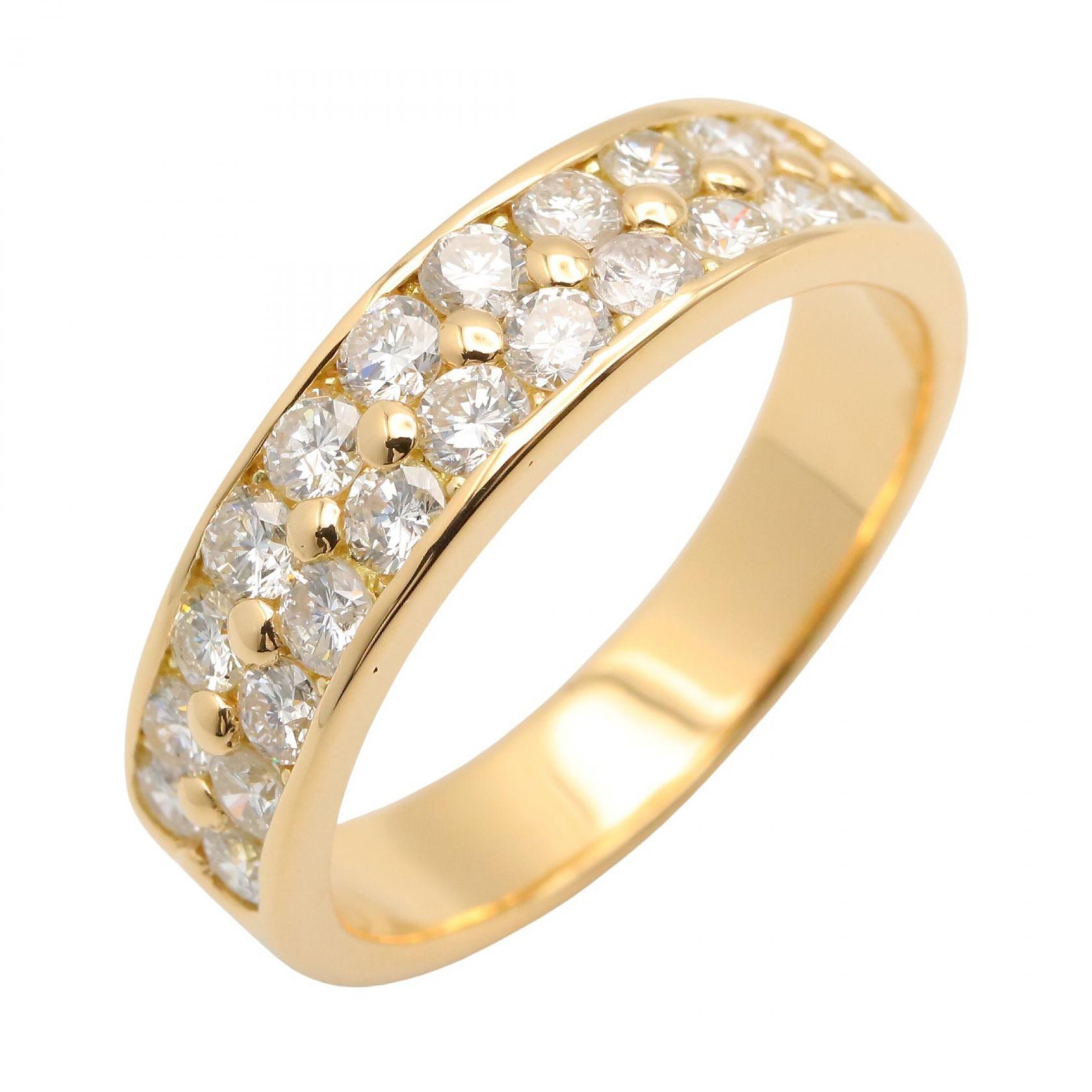 ≪5％OFFクーポン対象＆まとめ買い10%OFF≫ジュエリー JEWELRY ダイヤ リング リング・指輪 ジュエリー K18（イエローゴールド） ダイヤモンド レディース クリア系 / ゴールド系 ﾀﾞｲﾔ 7.7g 【中古】