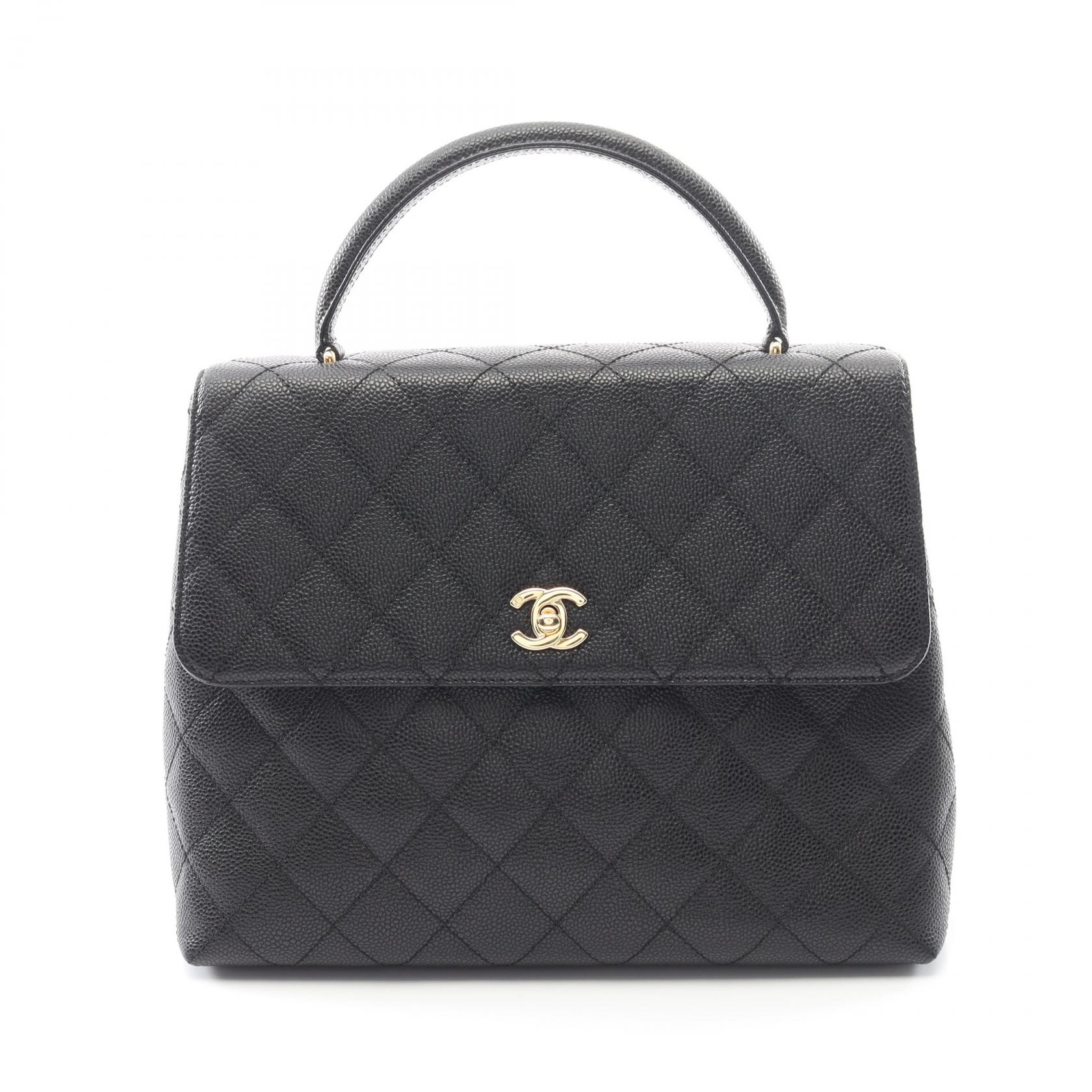 ≪5％OFFクーポン対象＆まとめ買い10%OFF≫シャネル CHANEL マトラッセ ハンドバッグ バッグ キャビアスキン(グレインドカーフ) レディース ブラック系 A12397 【中古】