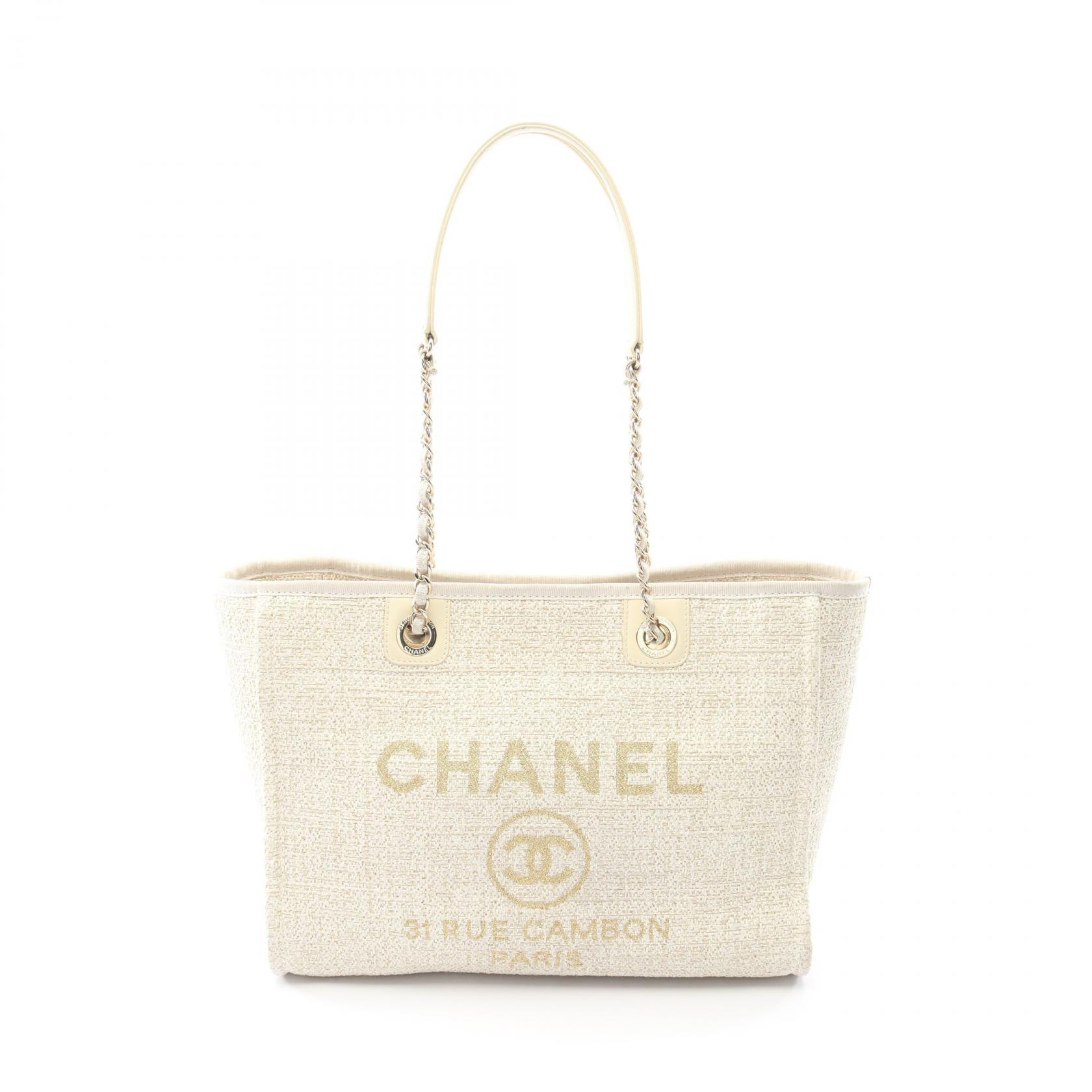 【3万円OFFクーポン対象】シャネル CHANEL ドーヴィル トートバッグ バッグ レザー ストロー レディース ホワイト系 A67001 【中古】