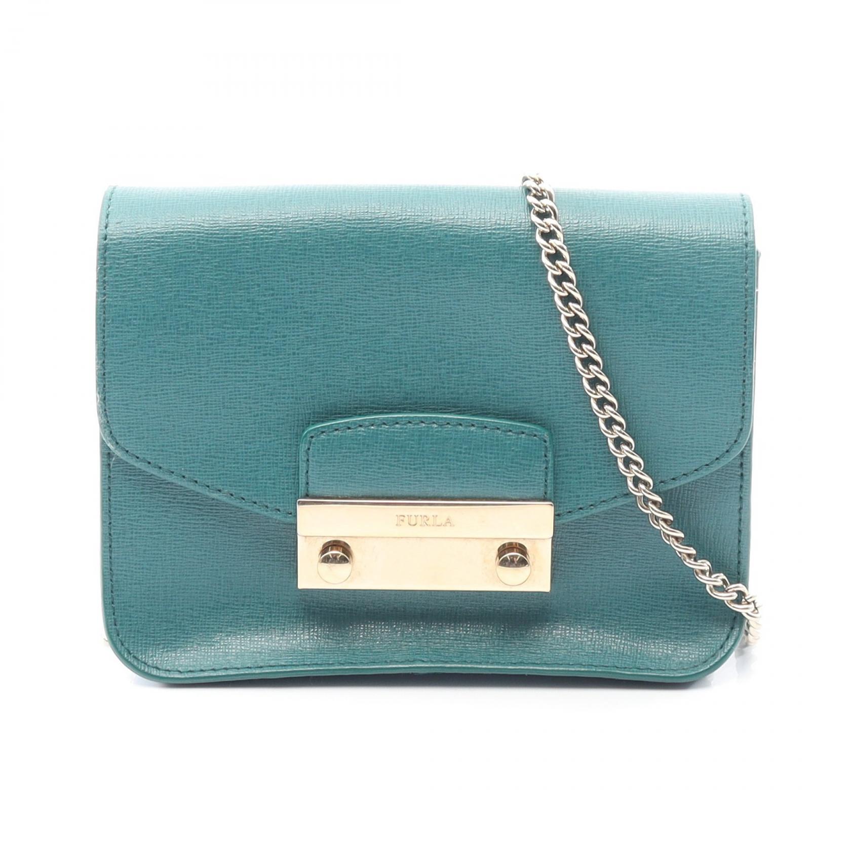 ≪5％OFFクーポン対象＆まとめ買い10%OFF≫フルラ Furla メトロポリス ミニ ショルダーバッグ バッグ レザー レディース グリーン系 【中古】