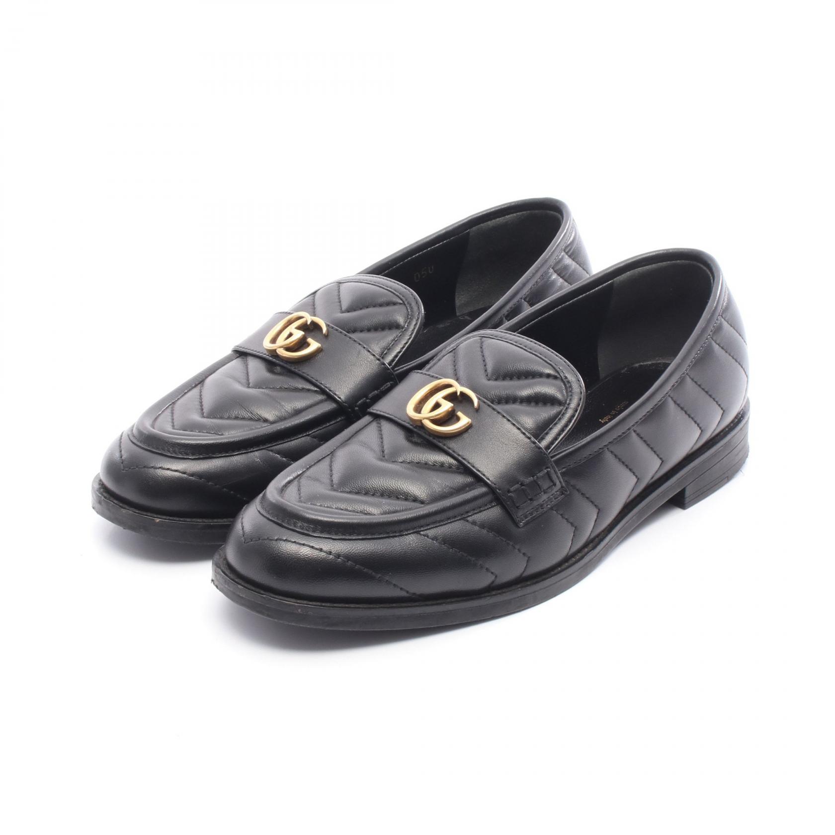 【ポイント5倍｜4/18 0:00～4/20 23:59】グッチ GUCCI GGマーモント ローファー 靴 レザー レディース ブラック系 670399 【中古】