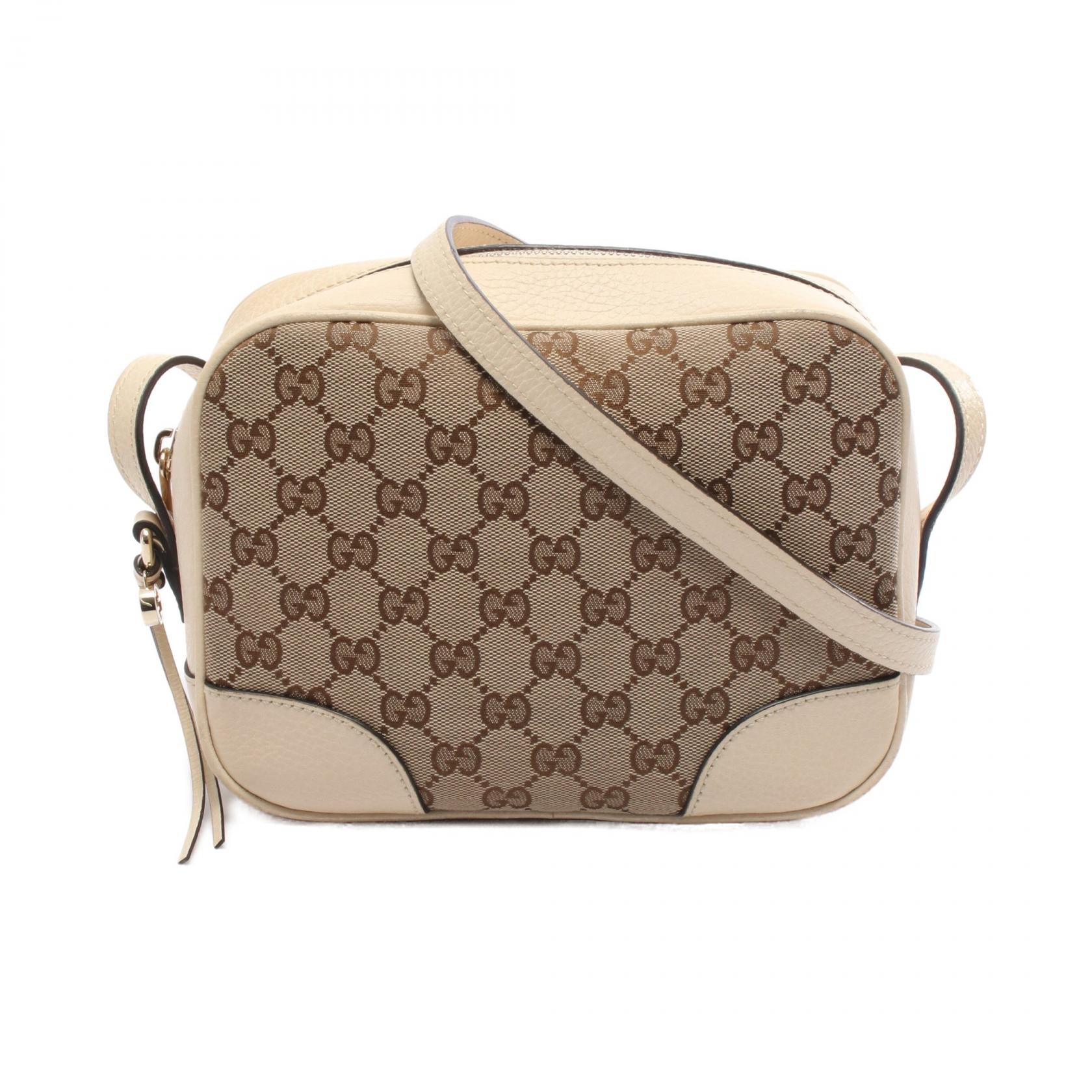 ≪5％OFFクーポン対象＆まとめ買い10%OFF≫グッチ GUCCI ブリー GGキャンバス ショルダーバッグ バッグ キャンバス レザー レディース ベージュ系 / アイボリー系 449413 【中古】