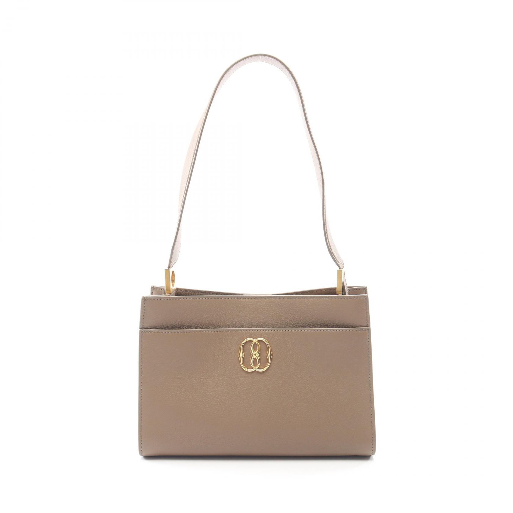 バリー BALLY TRAPEZE SOFT ショルダーバッグ バッグ レザー レディース ベージュ系 【中古】