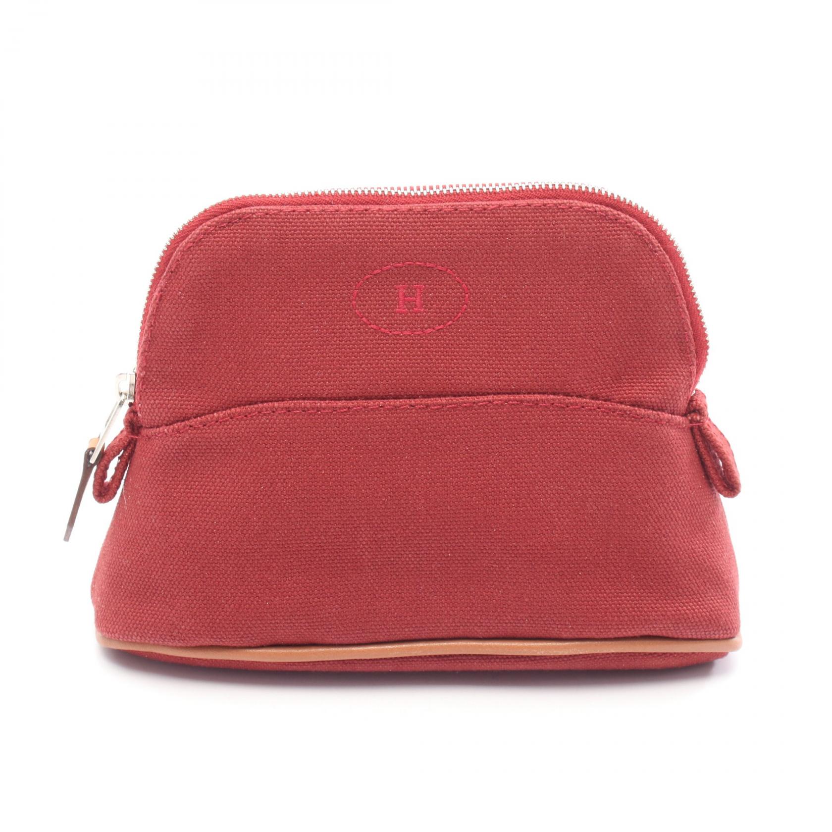 ≪5%OFFクーポン&まとめ買い10% ~7/26 9:59〆≫エルメス HERMES ボリードポーチ15 ミニミニ ポーチ バッグ キャンバス レザー レディース ボルドー系 / ブラウン系 【中古】|BRANDOFF TOKYO