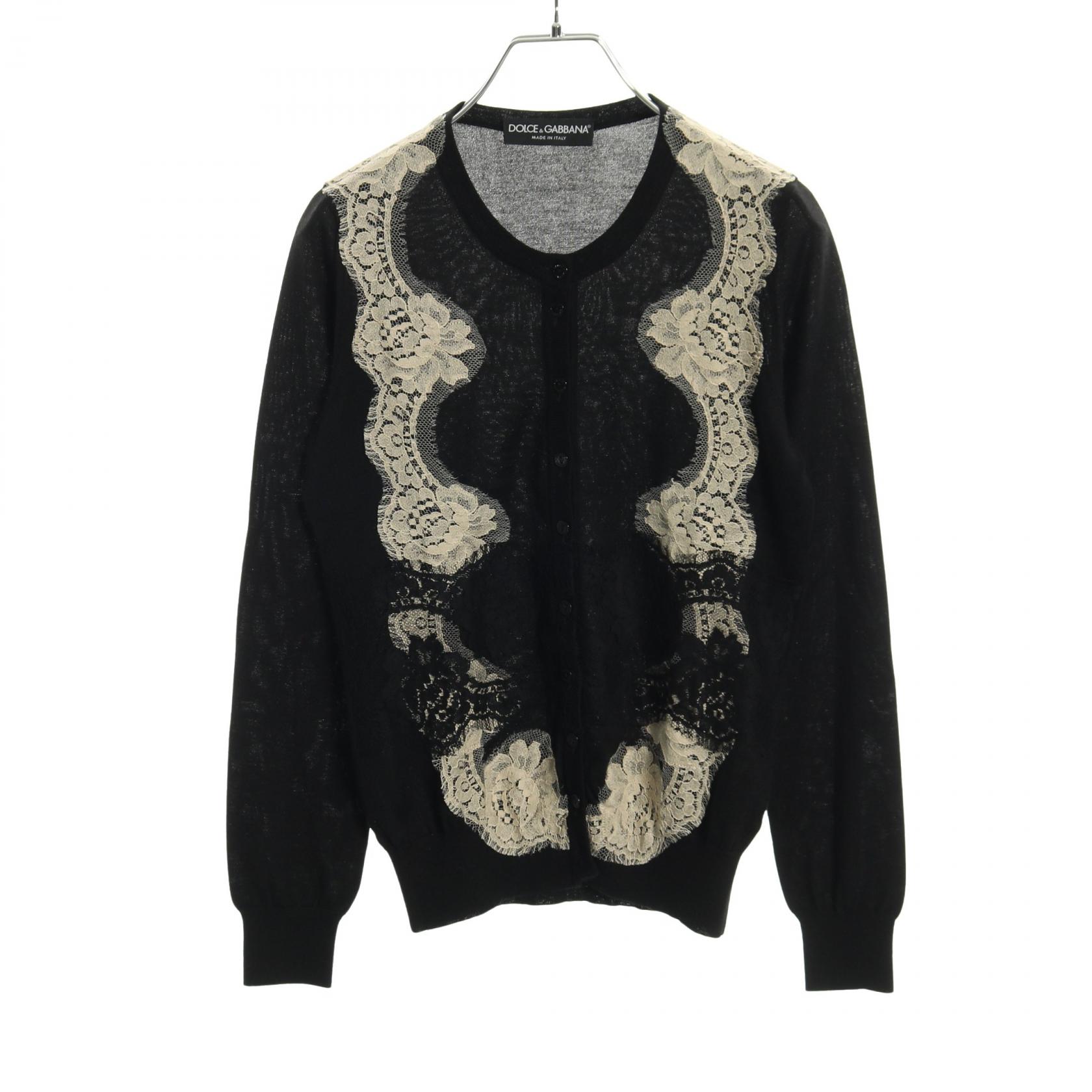 ドルチェアンドガッバーナ DOLCE & GABBANA カーディガン 衣料品 トップス カシミヤ シルク レディース ブラック系 / ベージュ系 【中古】