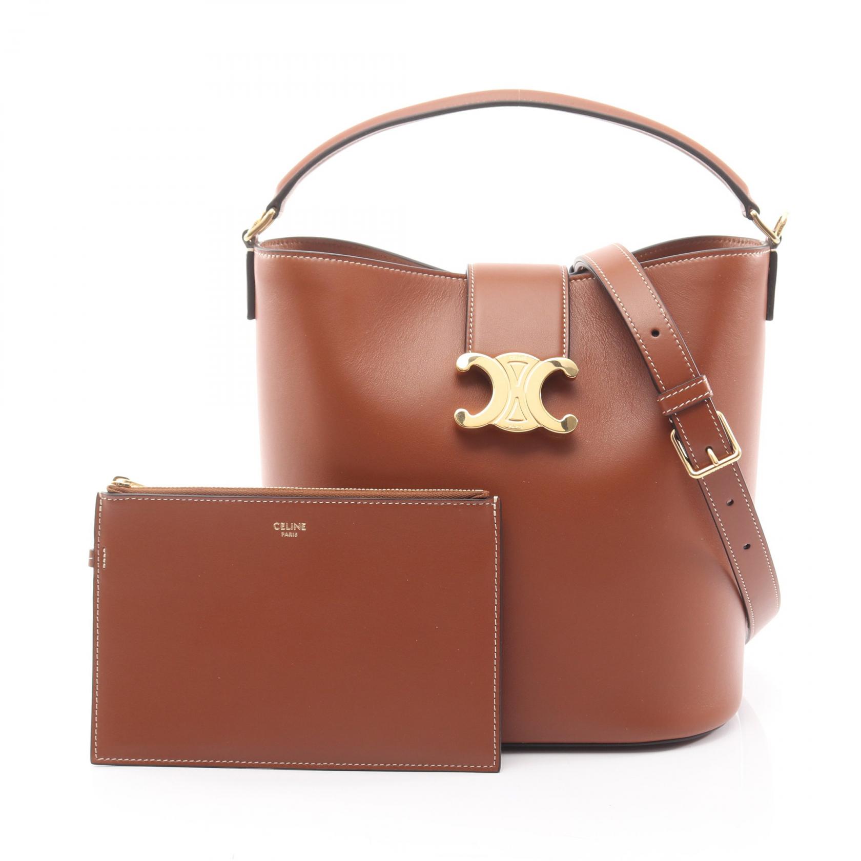 ≪5％OFFクーポン対象＆まとめ買い10%OFF≫セリーヌ CELINE ミディアム ルイーズ バケット ハンドバッグ バッグ レザー レディース ブラウン系 116613FX904LU 【新品】