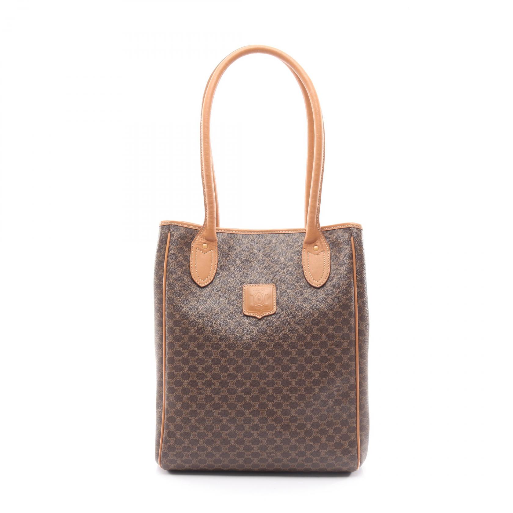 ≪5％OFFクーポン対象＆まとめ買い10%OFF≫セリーヌ CELINE マカダム トートバッグ バッグ PVCコーティングキャンバス レザー レディース ブラウン系 / ベージュ系 【中古】