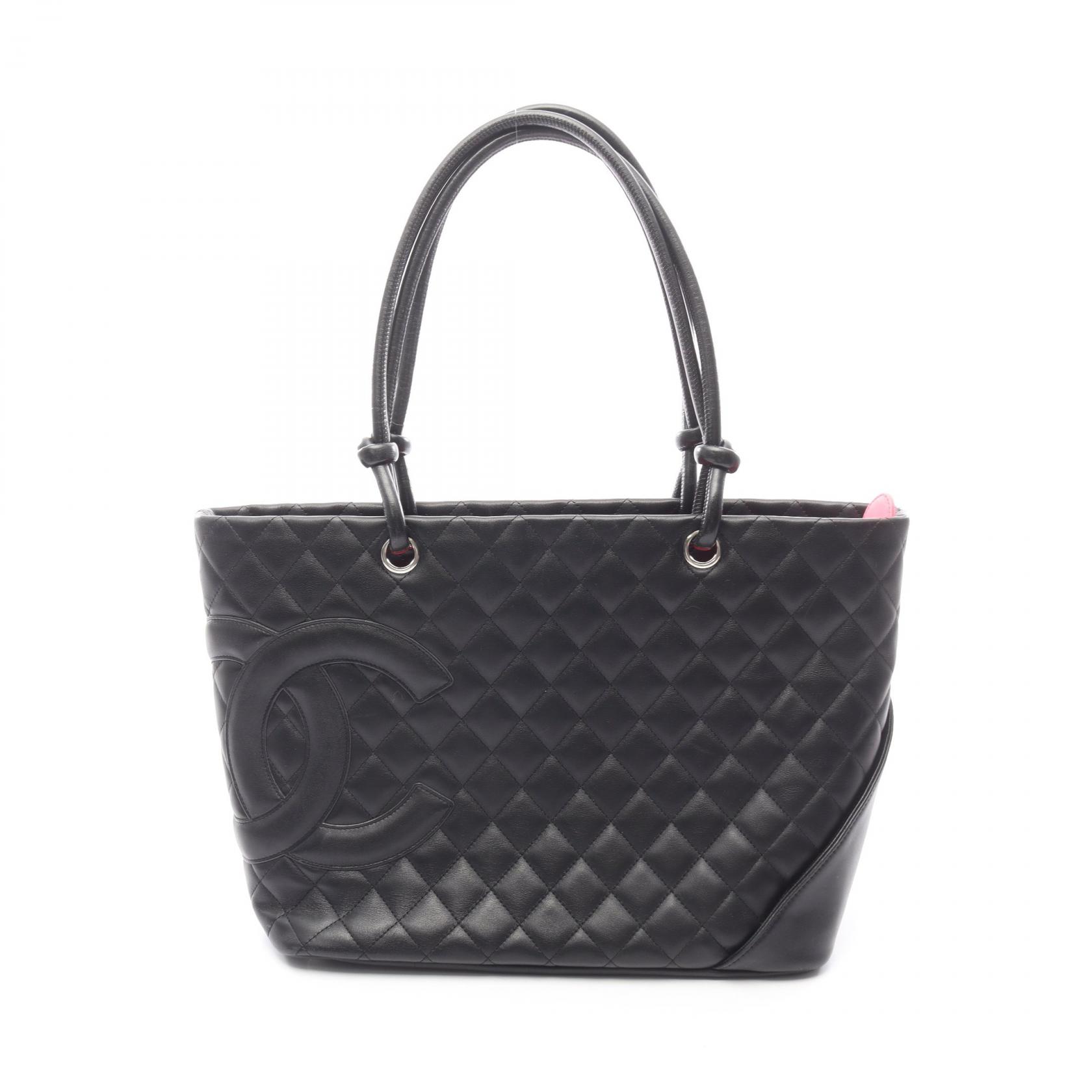 ≪5％OFFクーポン対象＆まとめ買い10%OFF≫シャネル CHANEL カンボンライン ラージ トートバッグ バッグ レザー レディース ブラック系 【中古】