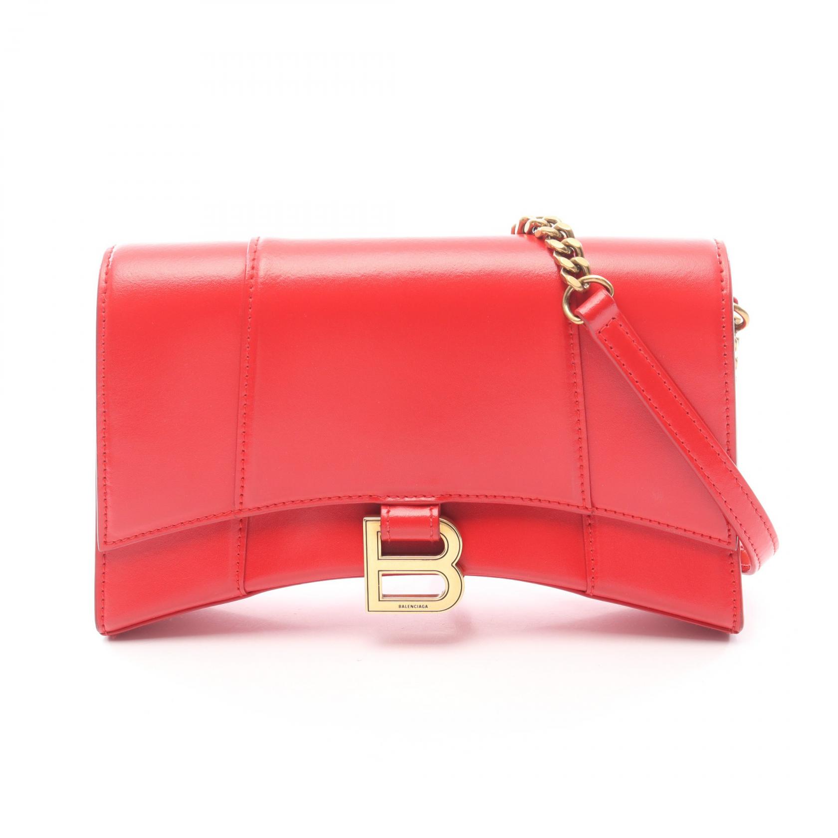 【5千円OFFクーポン対象】バレンシアガ BALENCIAGA アワーグラス ショルダーバッグ バッグ レザー レディース レッド系 【中古】