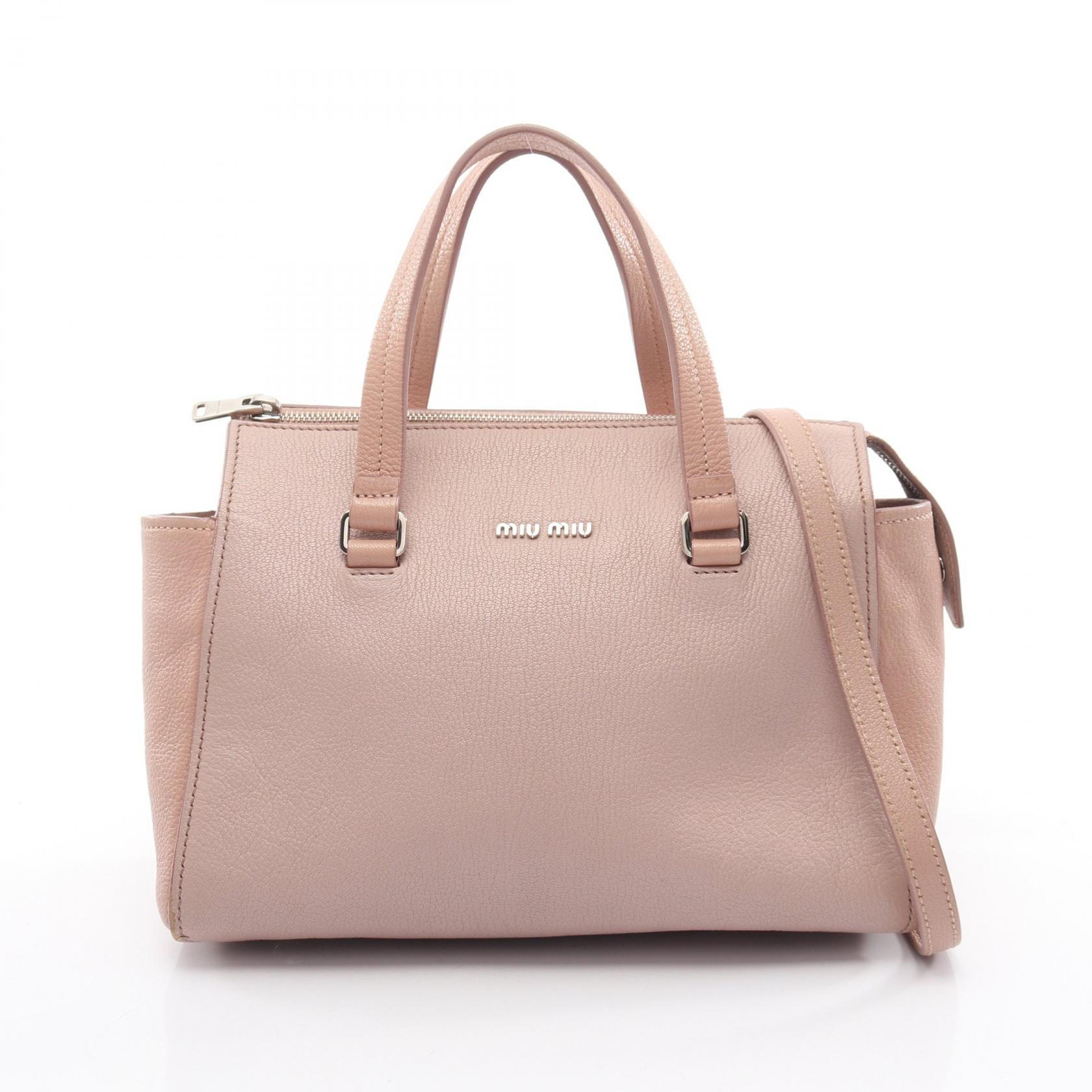 ≪5％OFFクーポン対象＆まとめ買い10%OFF≫ミュウ ミュウ Miu Miu MADRAS ハンドバッグ バッグ レザー レディース ピンク系 【中古】