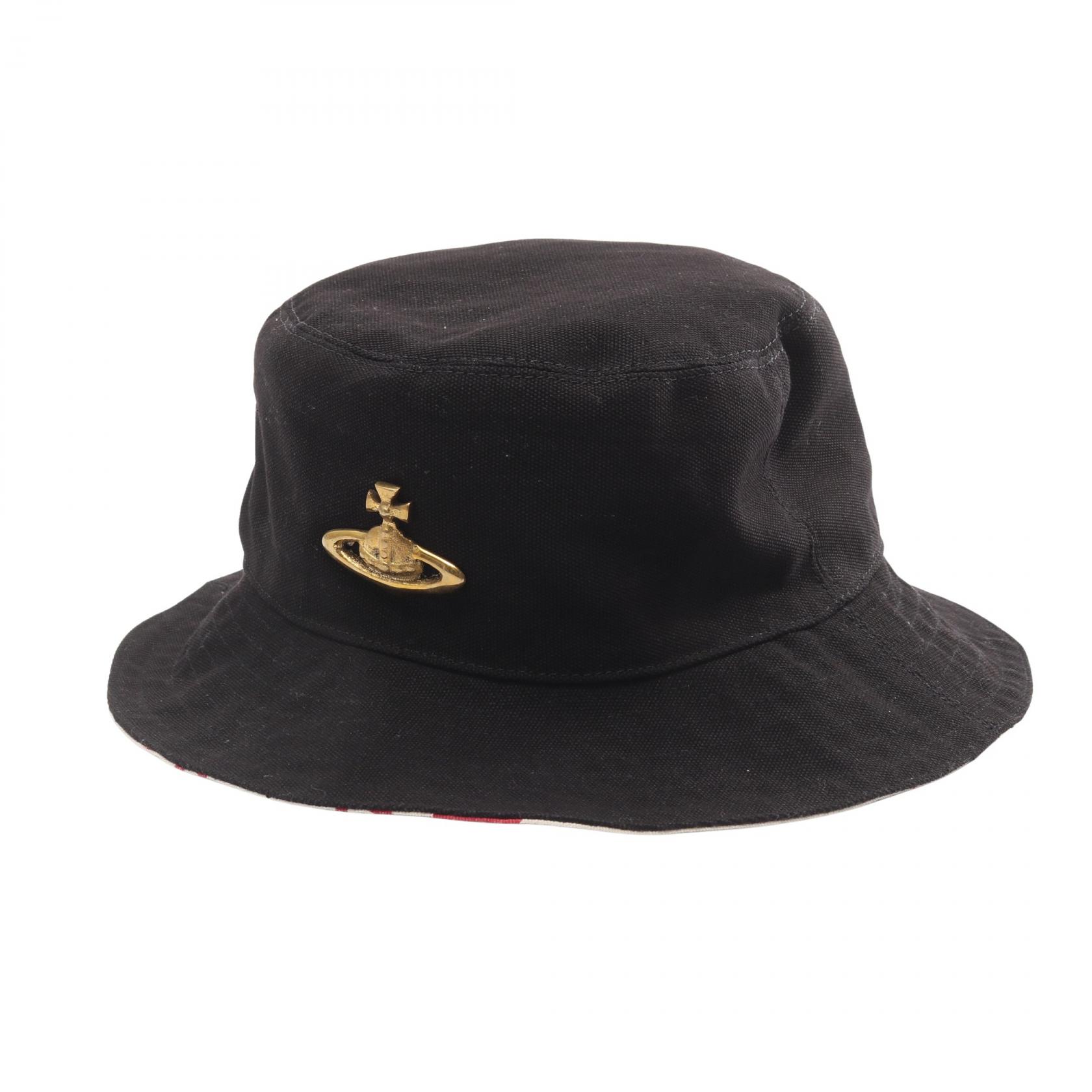 ヴィヴィアンウエストウッド Vivienne Westwood FISHER BUCKET HAT オーブ ハット 帽子 コットン レディース ブラック系 【中古】