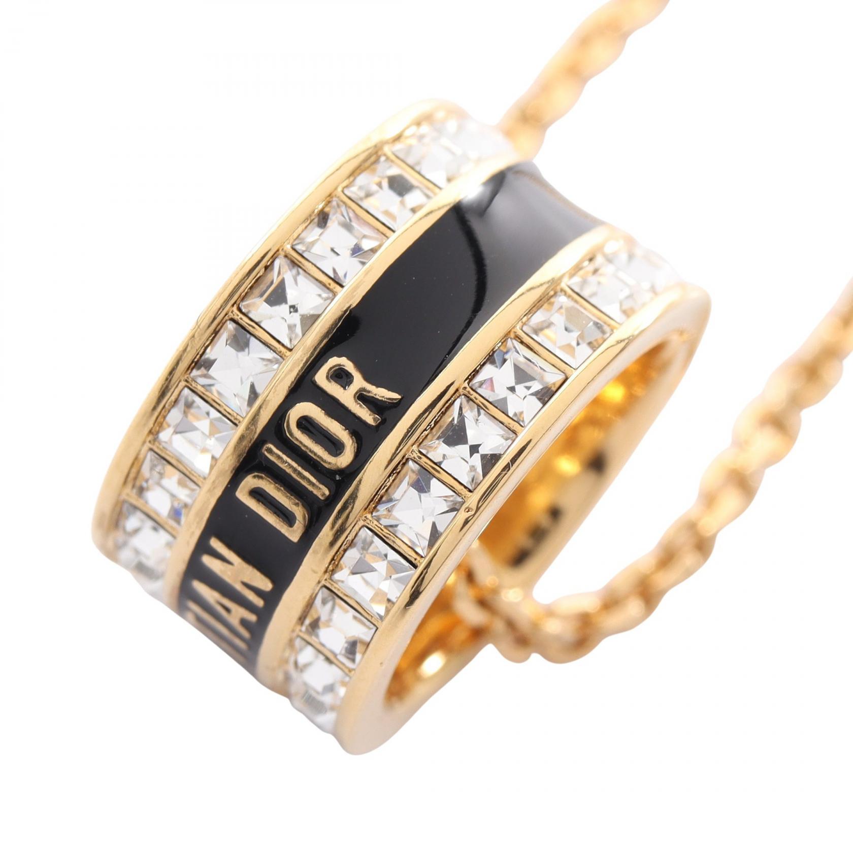 【ポイント5倍｜4/18 0:00～4/20 23:59】ディオール Dior Dior Night Code ネックレス ジュエリー GP（ゴールドメッキ） ラインストーン レディース ゴールド系 / ブラック系 / クリア系 【中古】