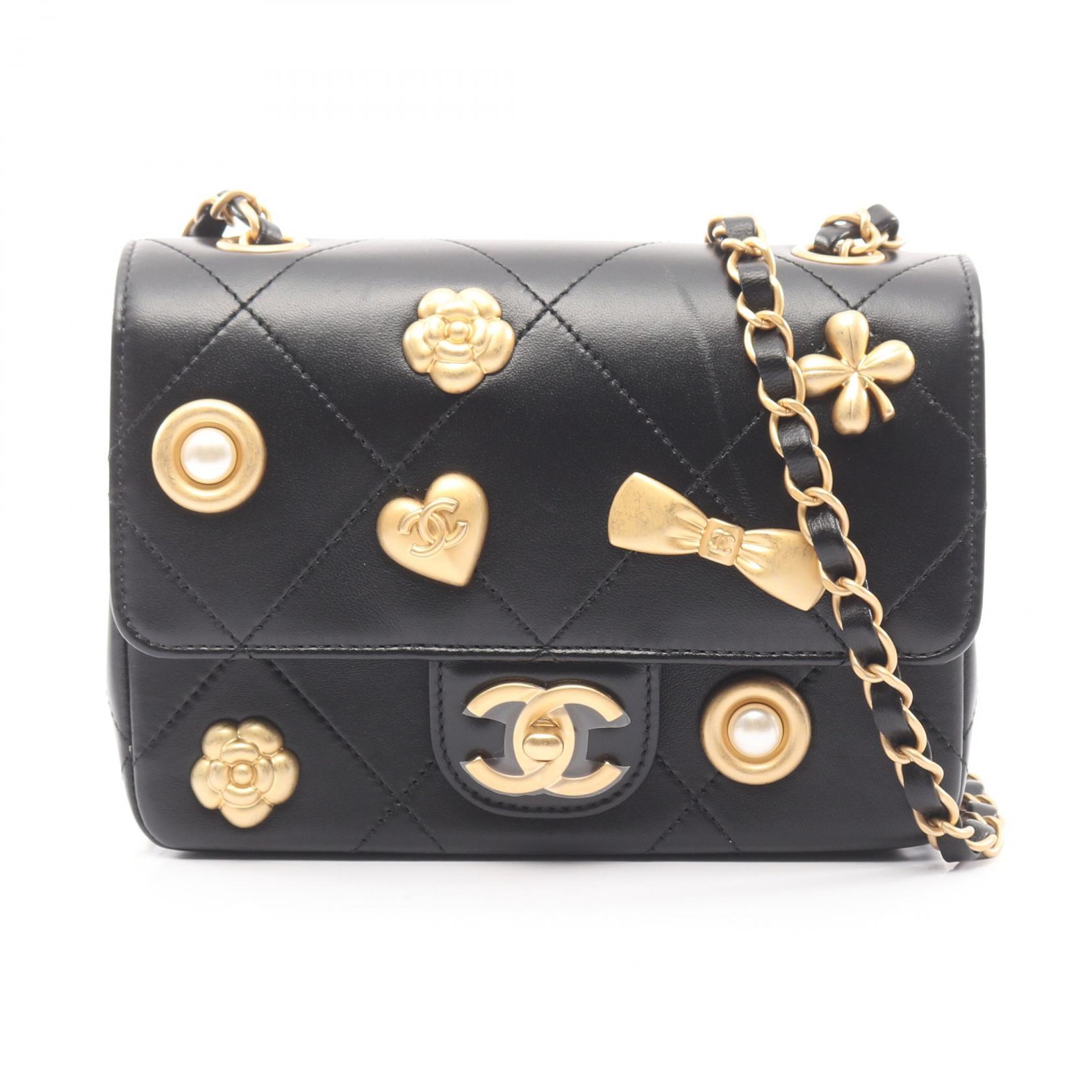 ≪5％OFFクーポン対象＆まとめ買い10%OFF≫シャネル CHANEL マトラッセ アイコン ショルダーバッグ バッグ ラムスキン（羊革） レディース ブラック系 【中古】 427,500円