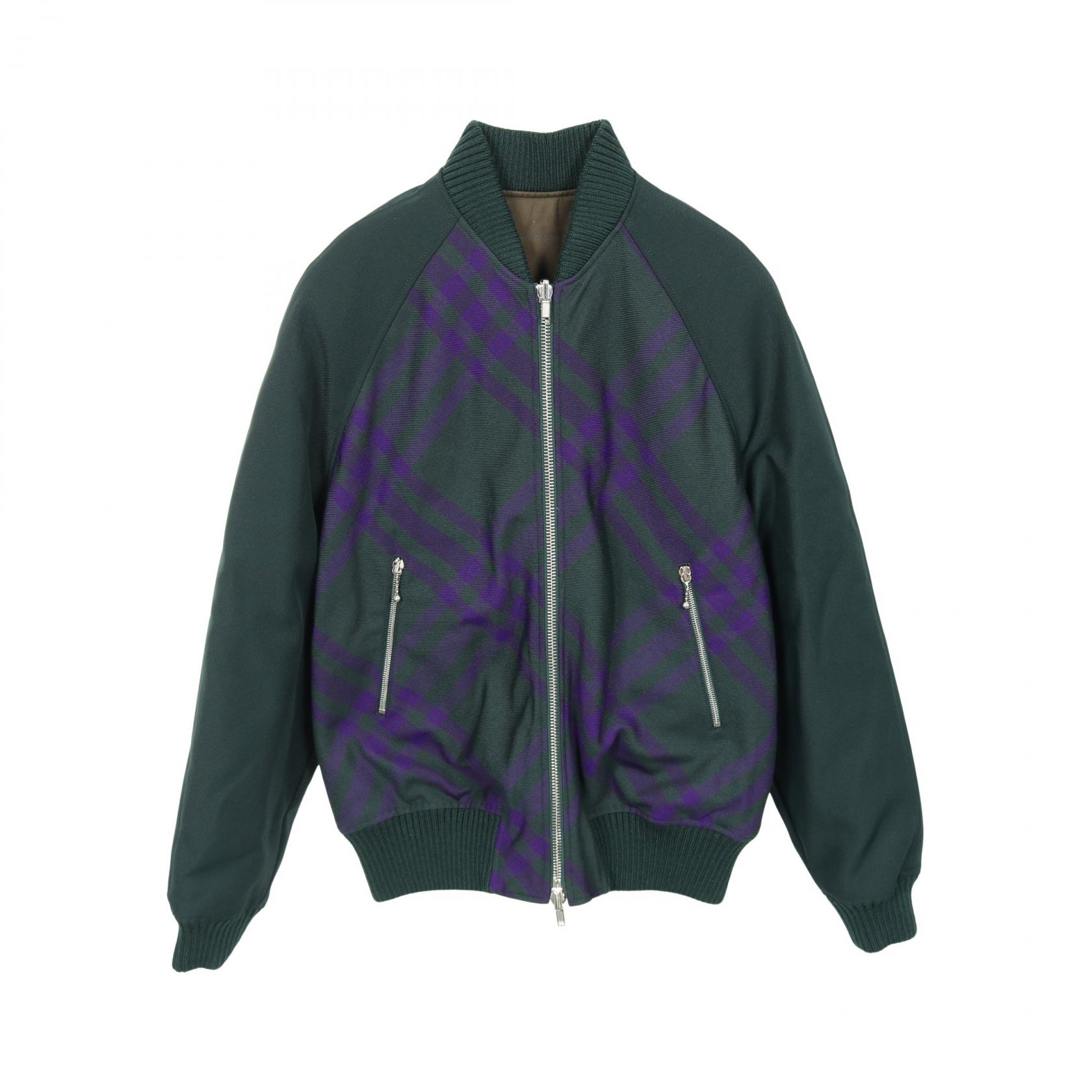 ≪5%OFFクーポン&まとめ買い10% ~7/26 9:59〆≫バーバリー BURBERRY ブルゾン 衣料品 アウター ウール ポリエステル メンズ グリーン系 / パープル系 【中古】|BRANDOFF TOKYO