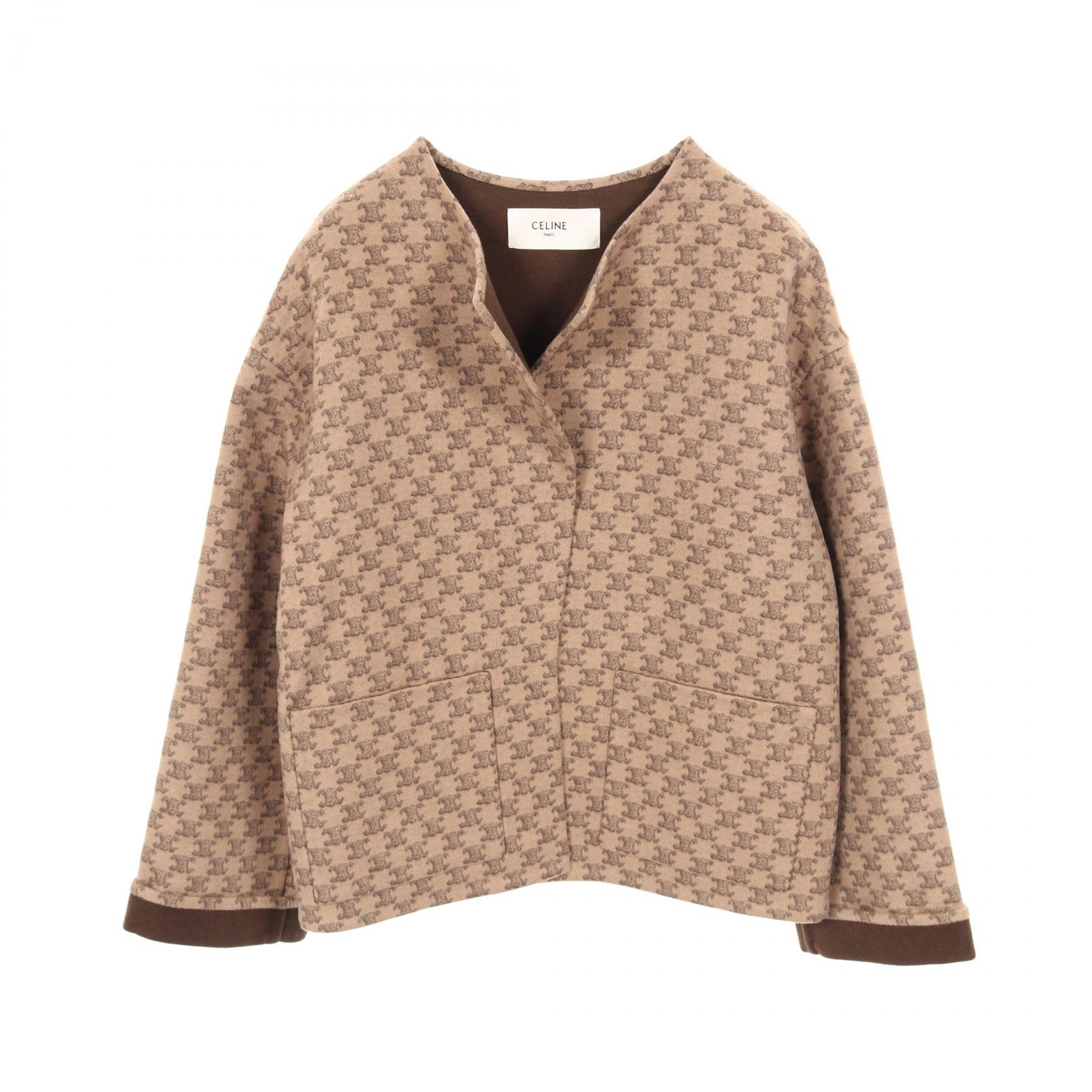 【ポイント5倍｜4/18 0:00～4/20 23:59】セリーヌ CELINE トリオンフ 衣料品 アウター ウール レディース ベージュ系 / ブラウン系 【中古】