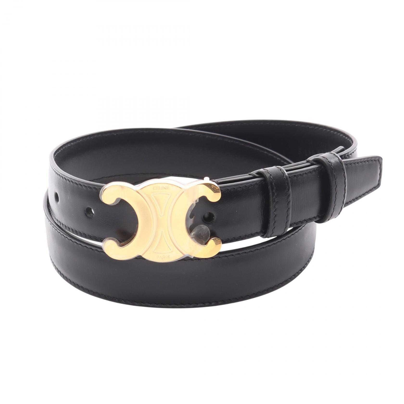 楽天市場】CELINE セリーヌ 小さいサイズ ベルト ブラック レザー