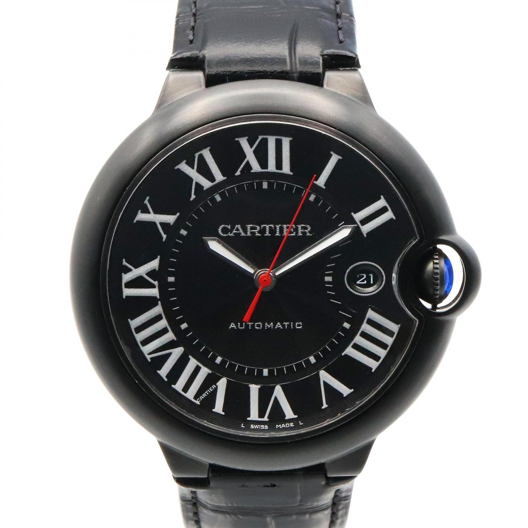 【ポイント5倍｜4/18 0:00～4/20 23:59】カルティエ CARTIER バロンブルー 42mm 腕時計 時計 SS(DLC加工) / 革 メンズ ブラック系 WSBB0015 【中古】 270,000円