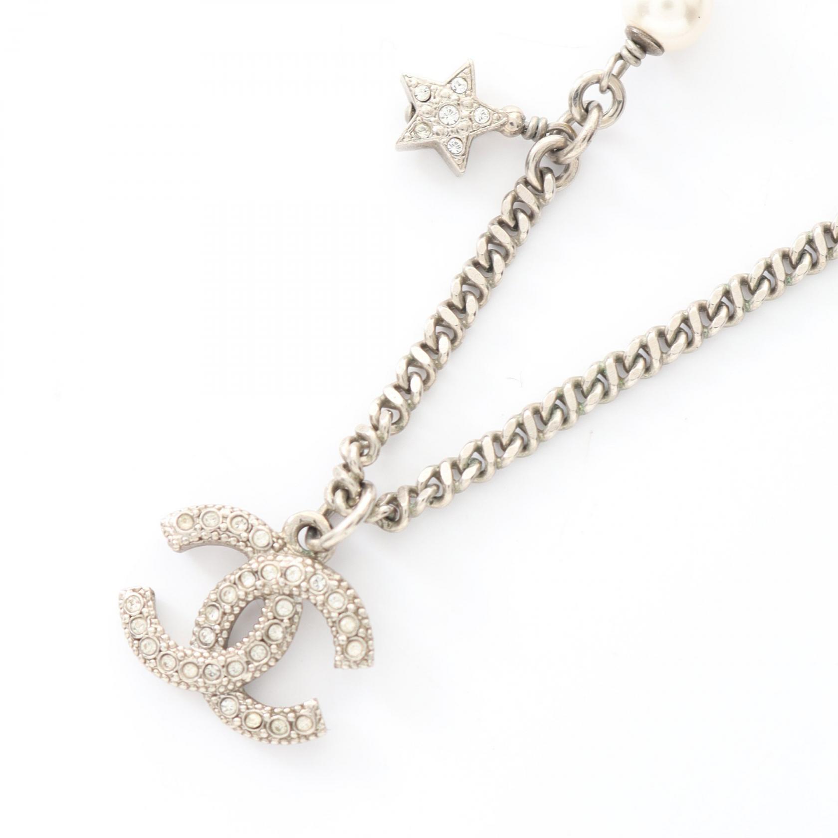 【5千円OFFクーポン対象】シャネル CHANEL ネックレス ジュエリー ステンレススチール ラインストーン / フェイクパール レディース ゴールド系 / ホワイト系 / クリア系 【中古】