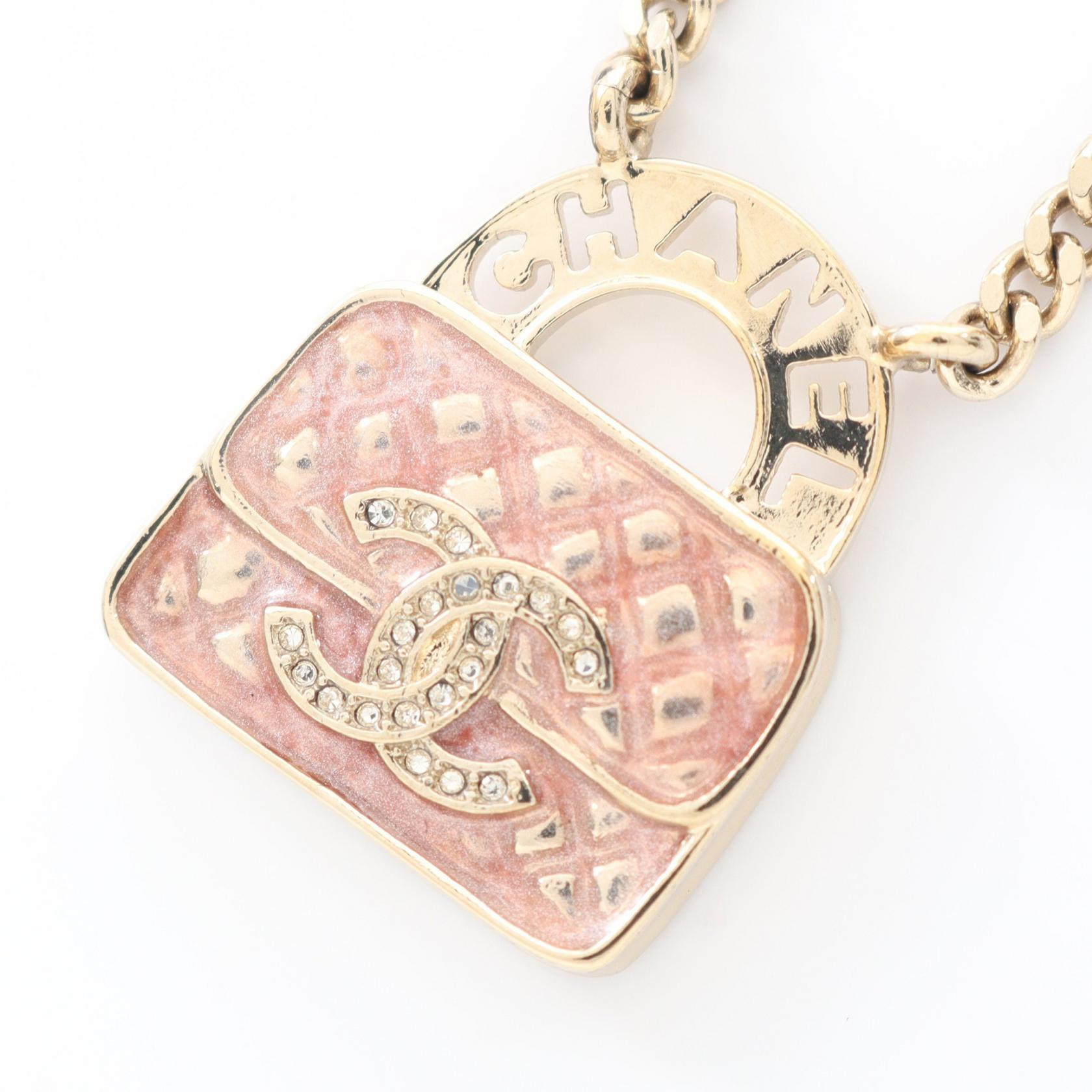 ≪5％OFFクーポン対象＆まとめ買い10%OFF≫シャネル CHANEL ココマーク バックモチーフ ネックレス ジュエリー GP（ゴールドメッキ） ラインストーン レディース ゴールド系 / ピンク系 / クリア系 【中古】
