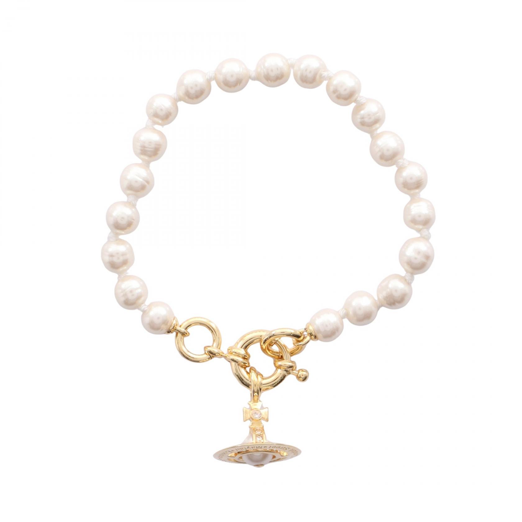 ≪5％OFFクーポン対象＆まとめ買い10%OFF≫ヴィヴィアンウエストウッド Vivienne Westwood ALEKSA ブレスレット アクセサリー GP（ゴールドメッキ） フェイクパール / ラインストーン レディース ホワイト系 / ゴールド系 / クリア系 6102023V/02R496 【新品】