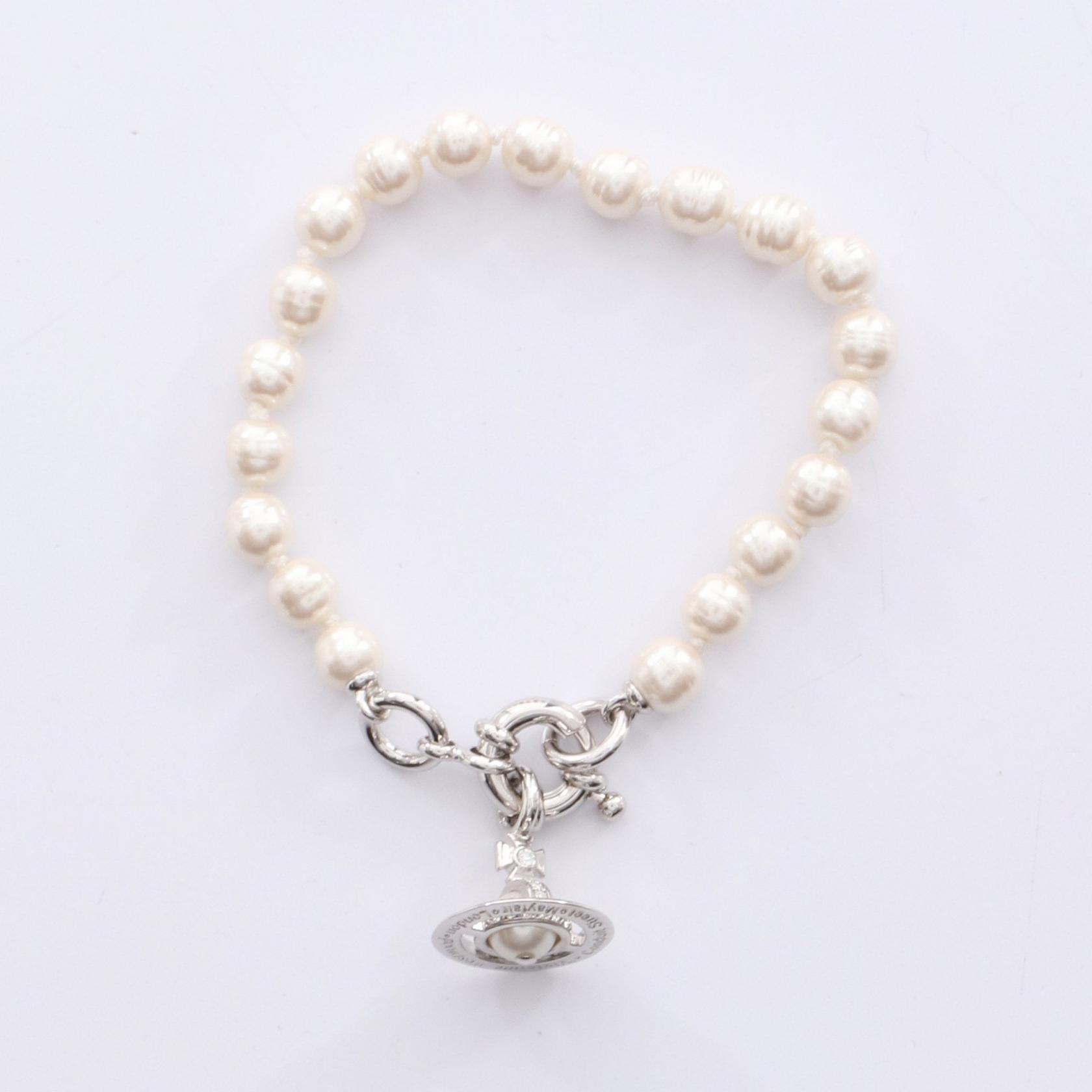 ≪5％OFFクーポン対象＆まとめ買い10%OFF≫ヴィヴィアンウエストウッド Vivienne Westwood ALEKSA ブレスレット アクセサリー ステンレススチール フェイクパール / ラインストーン レディース ホワイト系 / シルバー系 / クリア系 6102023V/02P543 【新品】