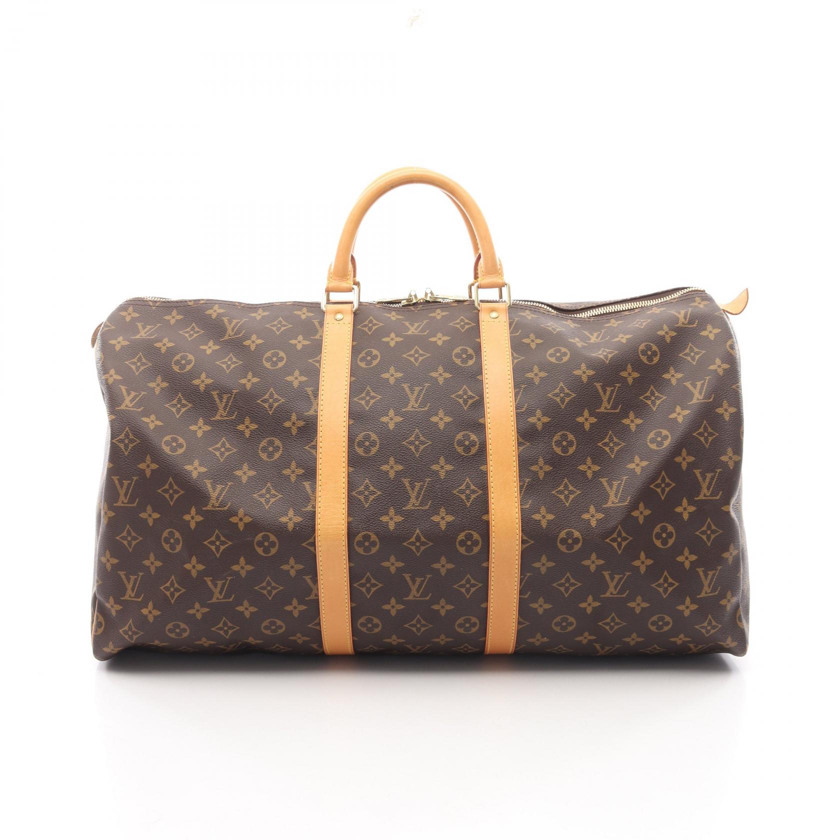【5千円OFFクーポン対象】ルイ・ヴィトン LOUIS VUITTON キーポル55 ボストンバッグ バッグ PVCコーティングキャンバス レザー モノグラム メンズ レディース ブラウン系 M41424 【中古】