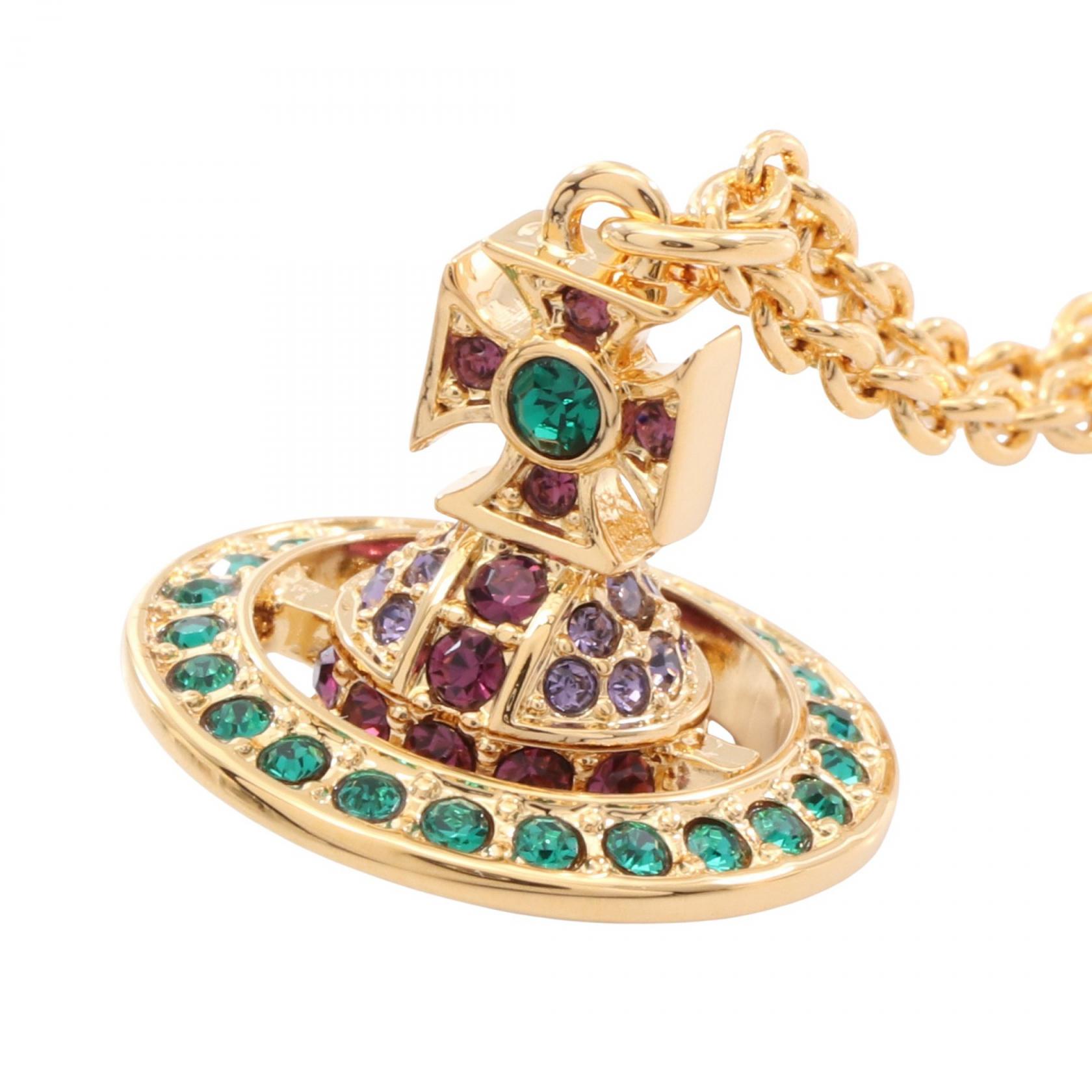 ≪5%OFFクーポン＆まとめ買い10% ～7/26 9:59〆≫ヴィヴィアンウエストウッド Vivienne Westwood KIKA ORB ネックレス ジュエリー GP（ゴールドメッキ） ラインストーン レディース ゴールド系 / マルチカラー 630203GI/02R957 【新品】｜BRANDOFF TOKYO