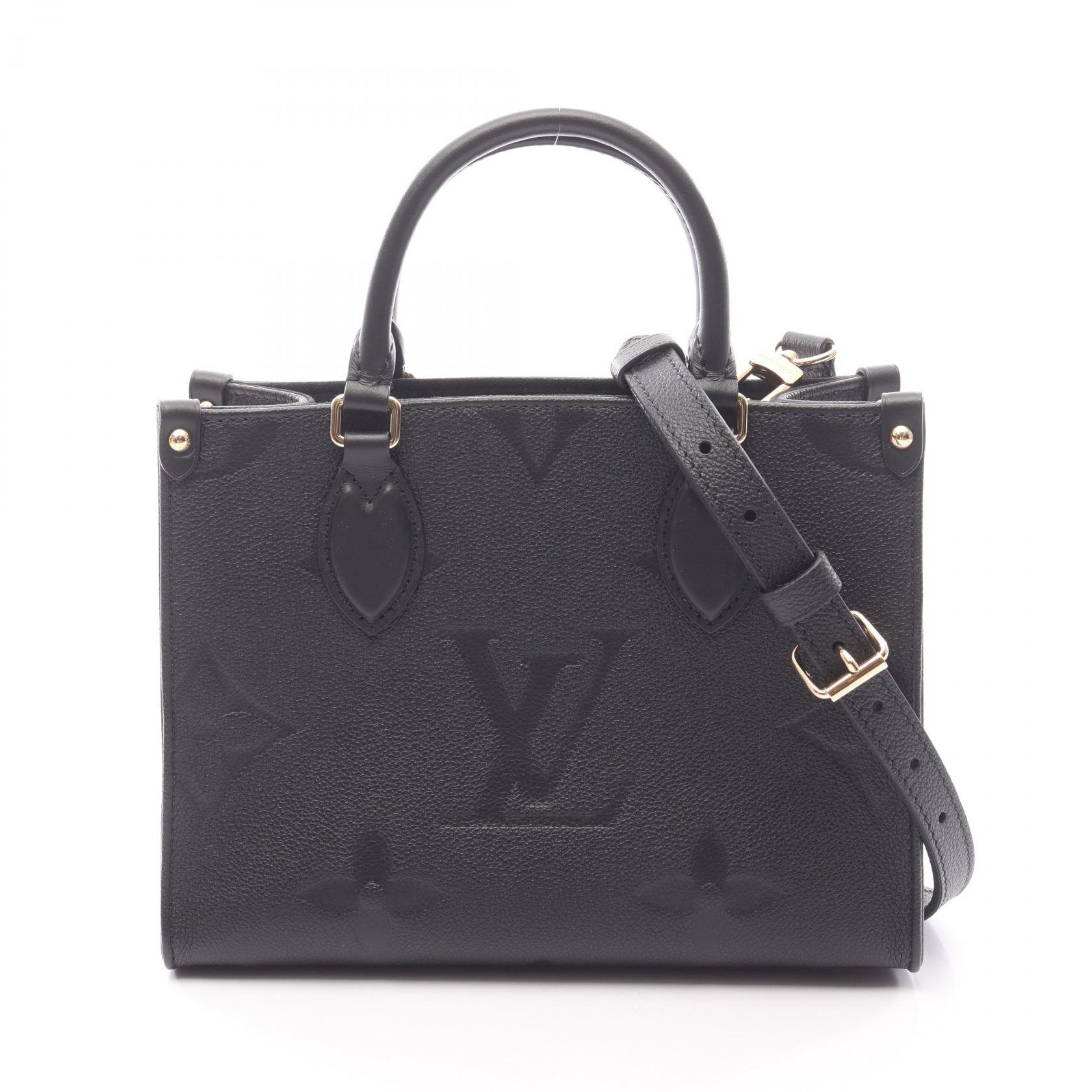 【ポイント5倍｜4/18 0:00～4/20 23:59】ルイ・ヴィトン LOUIS VUITTON オンザゴーPM ハンドバッグ バッグ レザー モノグラム・アンプラント レディース ブラック系 M45653 【中古】 220,500円