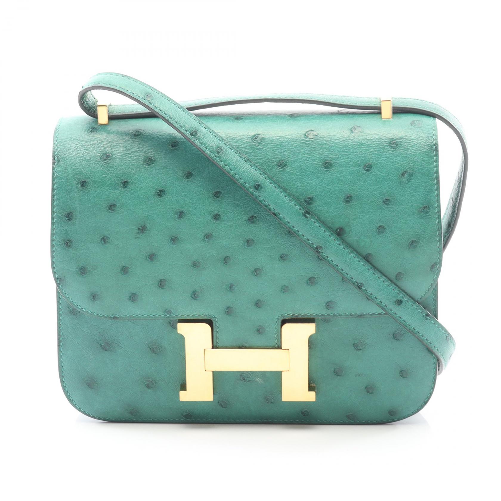 【3万円OFFクーポン対象】エルメス HERMES コンスタンス3 ミニ ヴェールヴェルティゴ ショルダーバッグ バッグ オーストリッチ オーストリッチ レディース グリーン系 【中古】