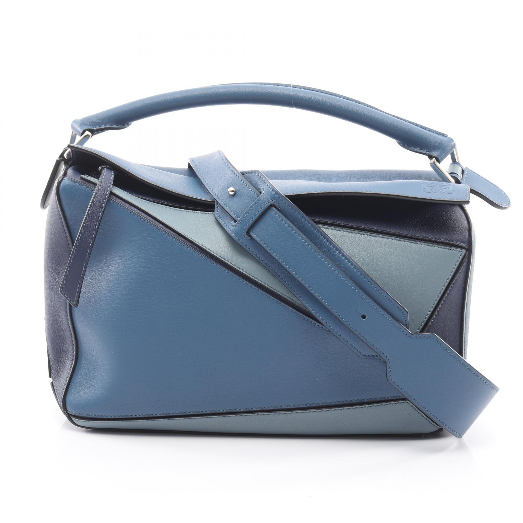 ロエベ LOEWE パズルバッグ ミディアム ハンドバッグ バッグ レザー レディース ブルー系 / ネイビー系 【中古】