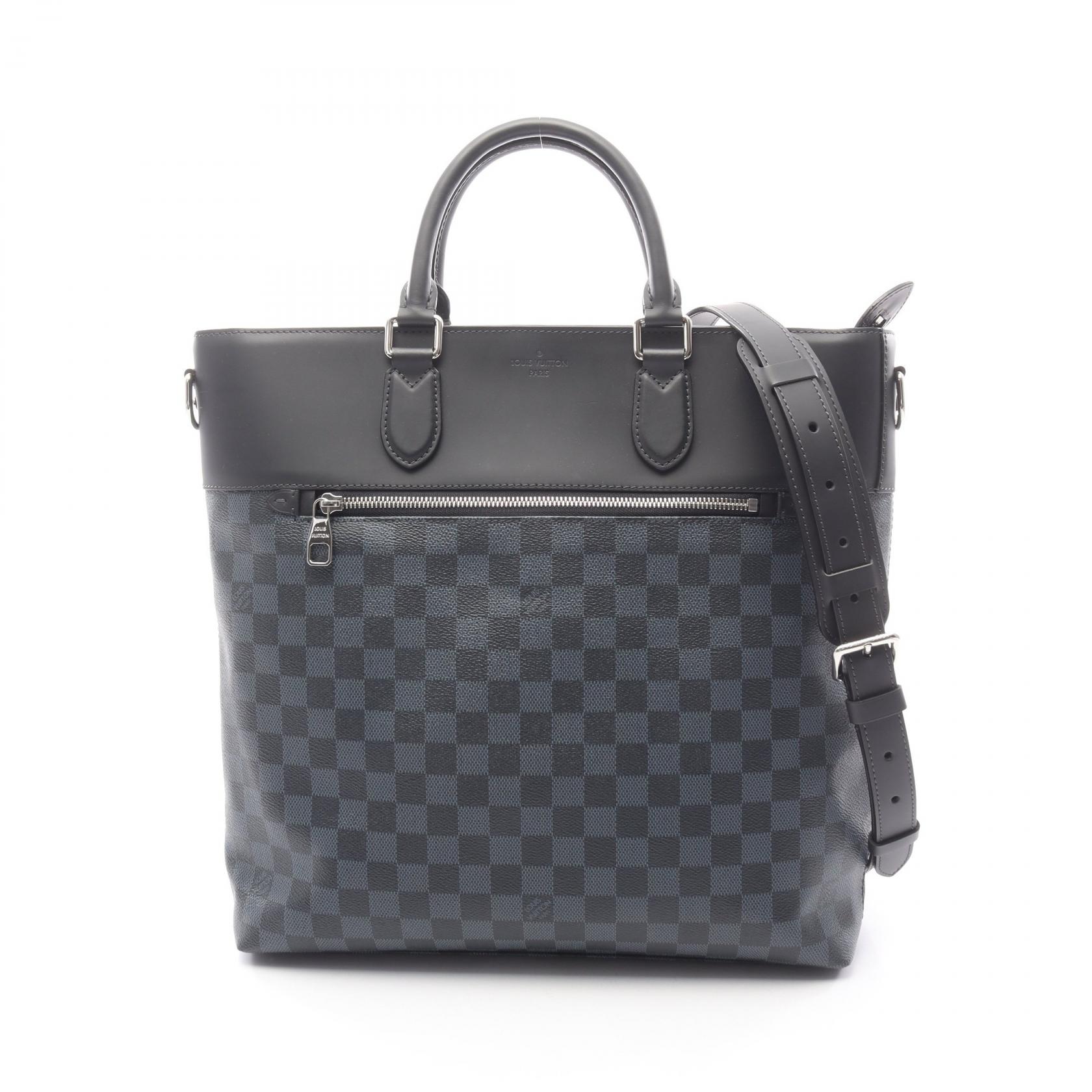 【5千円OFFクーポン対象】ルイ・ヴィトン LOUIS VUITTON ニューポート トートバッグ バッグ PVCコーティングキャンバス レザー ダミエ・コバルト メンズ ネイビー系 / ブラック系 N41588 【中古】