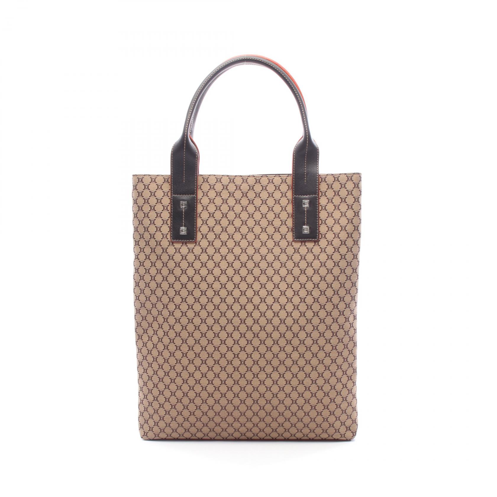 ≪5％OFFクーポン対象＆まとめ買い10%OFF≫セリーヌ CELINE マカダム トートバッグ バッグ レザー ナイロンキャンバス レディース ブラウン系 【中古】